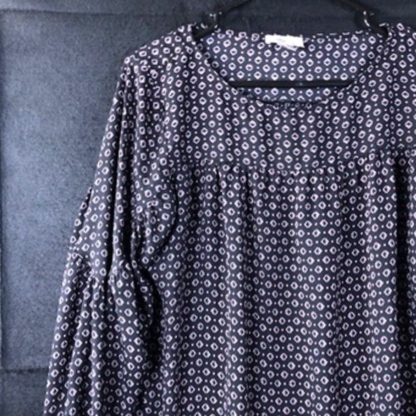 Loft LOFT Outlet Womens Blouse Black Pattern Crew Neck Long Sleeve Tie Small Size S / US 4 / IT 40 - 4 Thumbnail