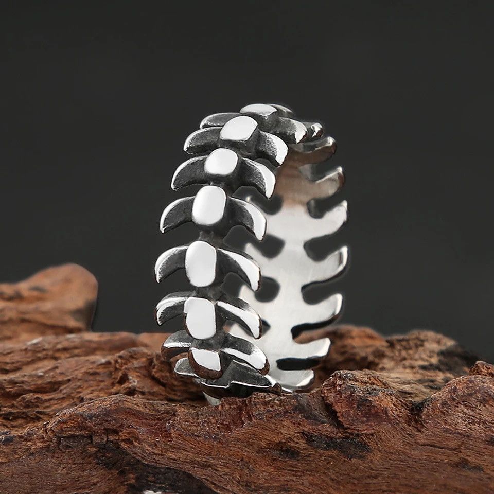 Jewelry × Vintage Vintage Simple Stainless Steel Fish Bone Rings Size ONE SIZE - 4 Thumbnail