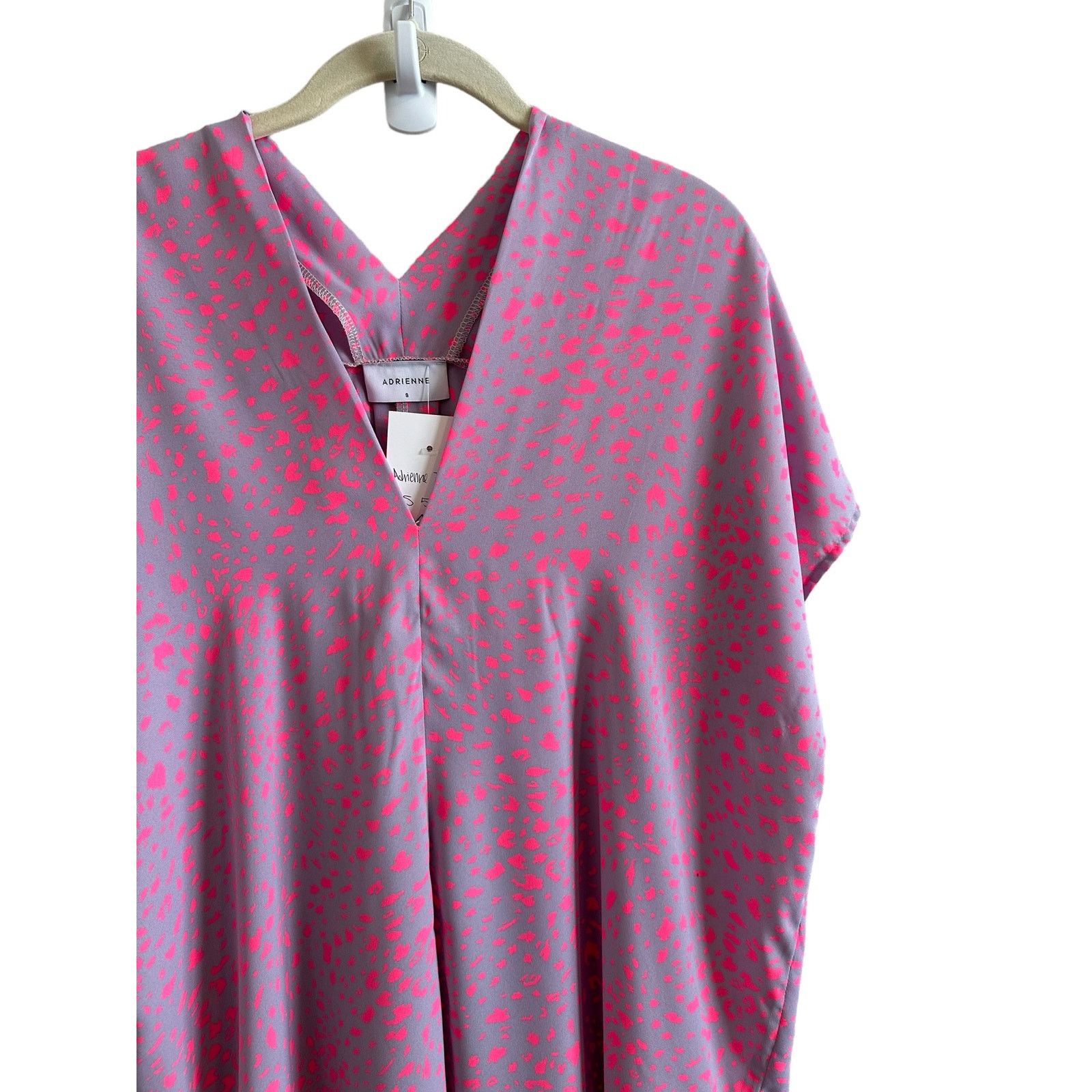 Other Adrienne Purple and Pink Cheetah V-Neck Short Sleeve Blouse Size S / US 4 / IT 40 - 5 Thumbnail