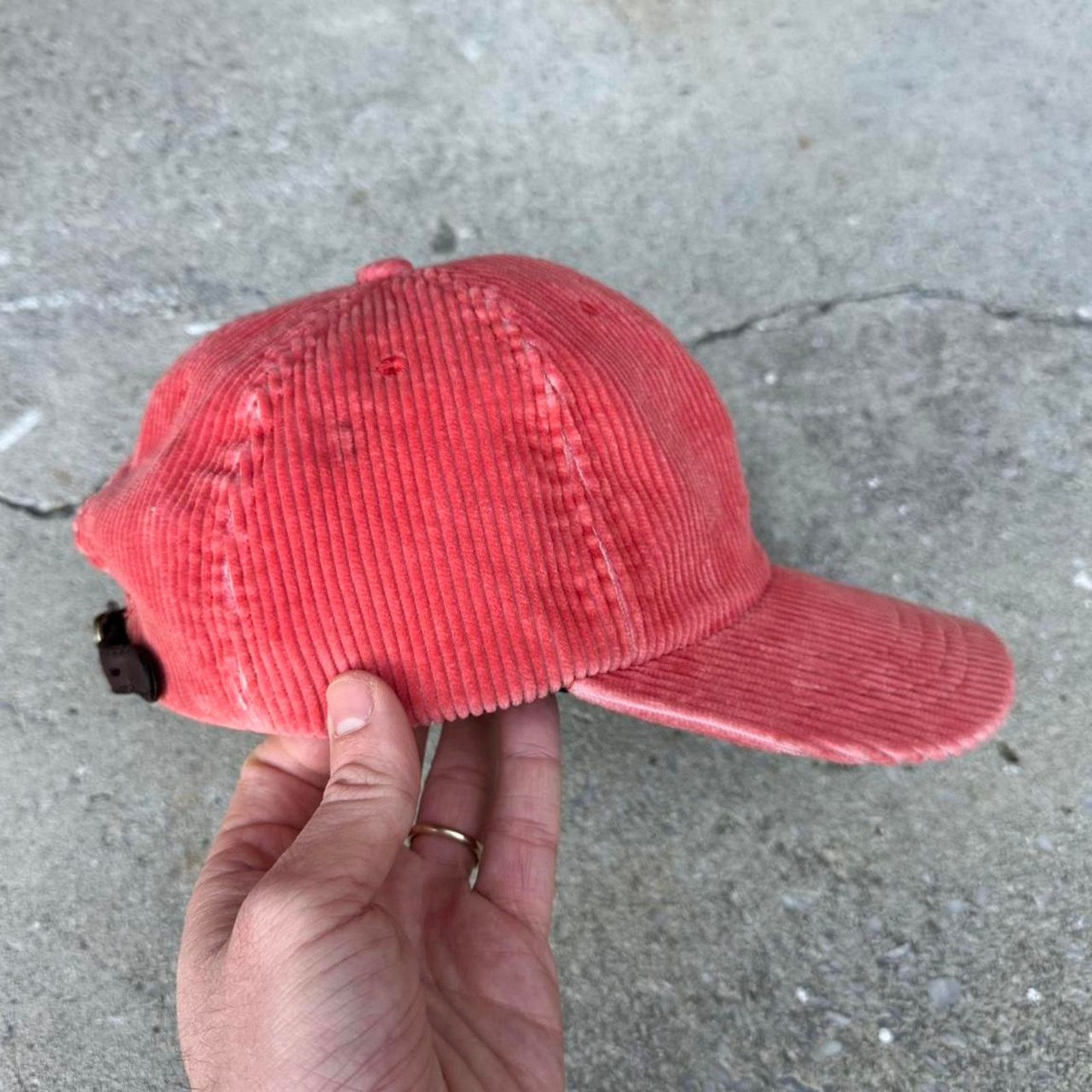 Polo Ralph Lauren 90s Orange Corduroy Polo Ralph Lauren Leather Strapback Cap Size ONE SIZE - 2 Thumbnail