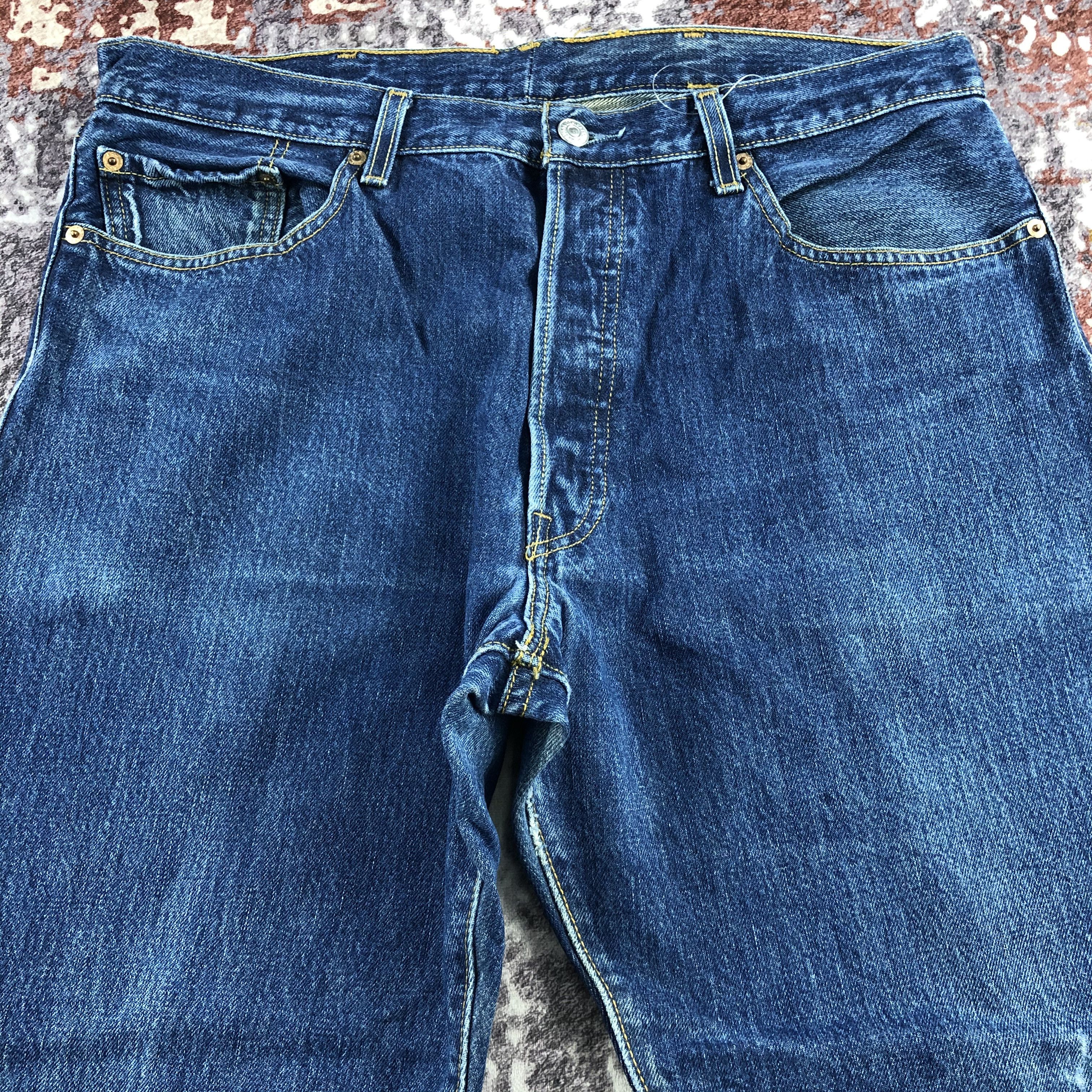 Levi's Vintage 90s Blue Wash Levis 501 Jeans-JM2494 Size US 35 - 3 Thumbnail
