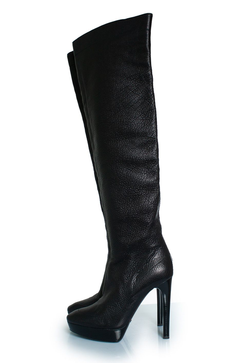 Burberry Burberry, black leather over knee platform boots Size US 9.5 / IT 39.5 - 2 Thumbnail