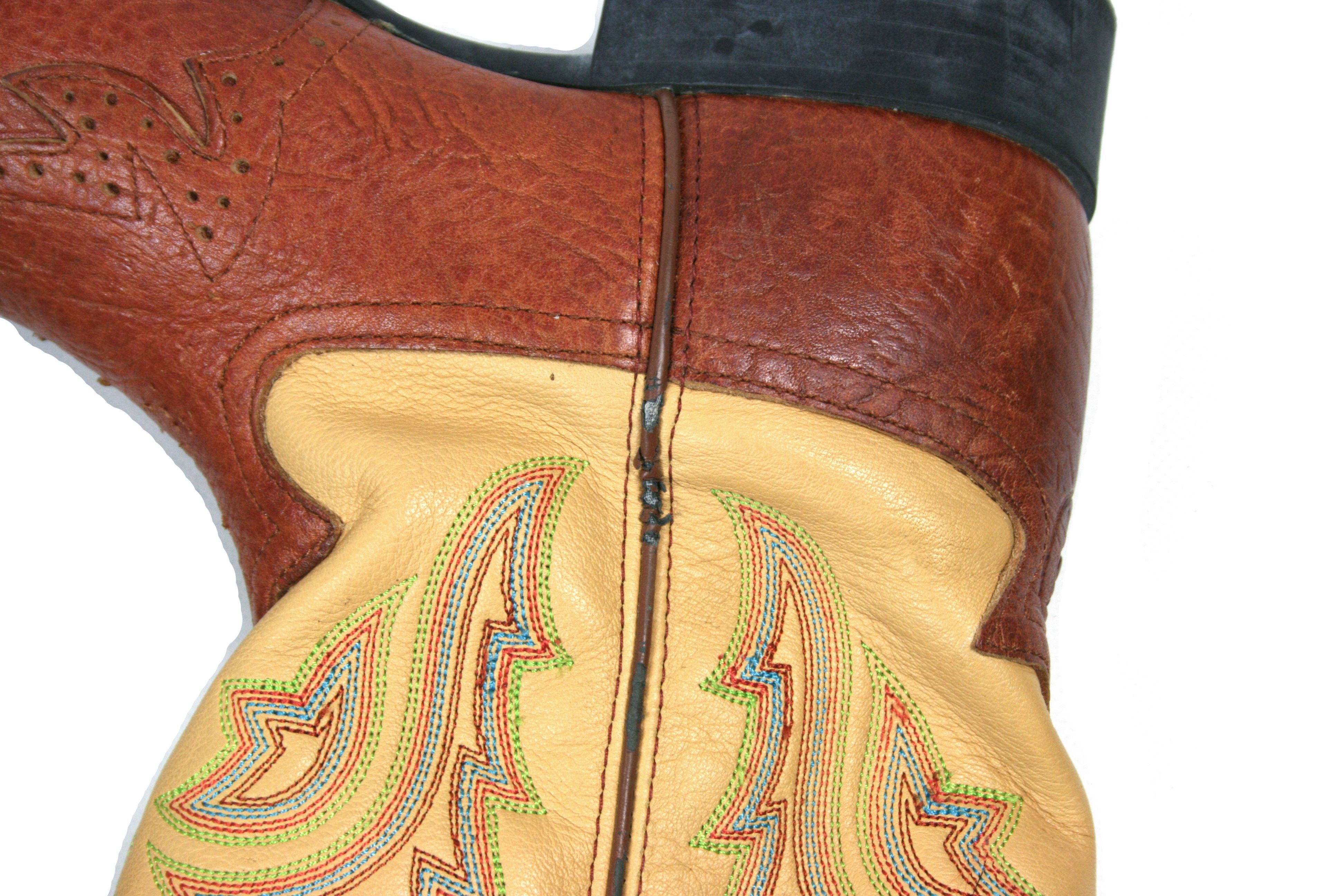 Tony Lama Cowboy Leather Square Toe Boots Size US 7.5 / EU 40-41 - 11 Thumbnail