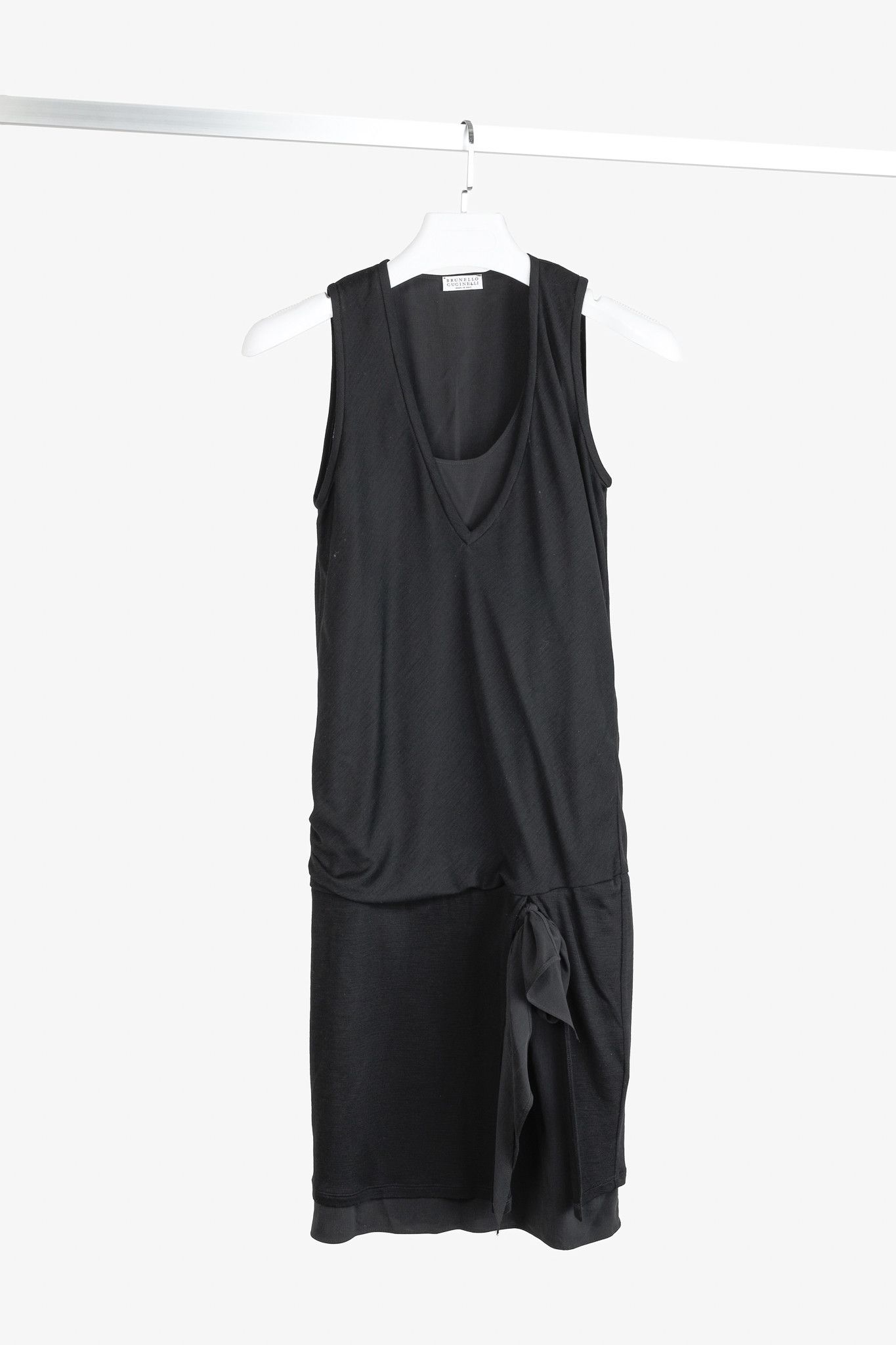 Brunello Cucinelli Wool & Silk Sleeveless Black Tunic Dress