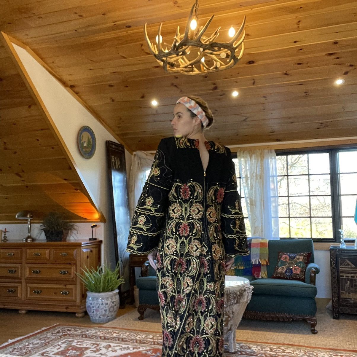 Vintage Embellished full length sequin embroidered floral gown Size L / US 10 / IT 46 - 5 Thumbnail