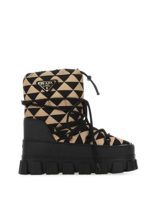 Prada Prada Brown & Black Triangle Logo Padded Apres-Ski Boots Visit Size US 12 / IT 42 - 1 Thumbnail