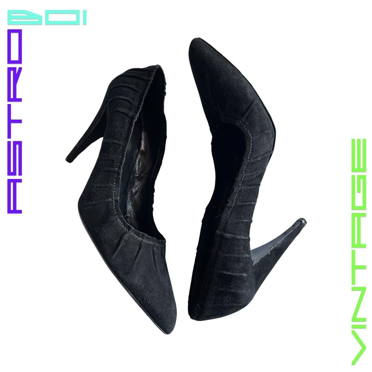 image of Vintage Prada Black Suede Ruched Heel Shoes_ 38.5 Shoes, Women's