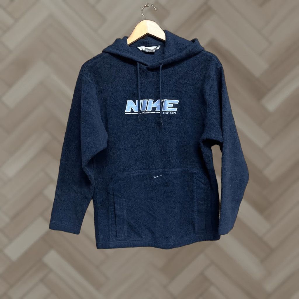 Nike VINTAGE Nike Gray Tag Mens Blue Fleece Pullover Hooded Sweater Size Small Size US S / EU 44-46 / 1 - 1 Thumbnail