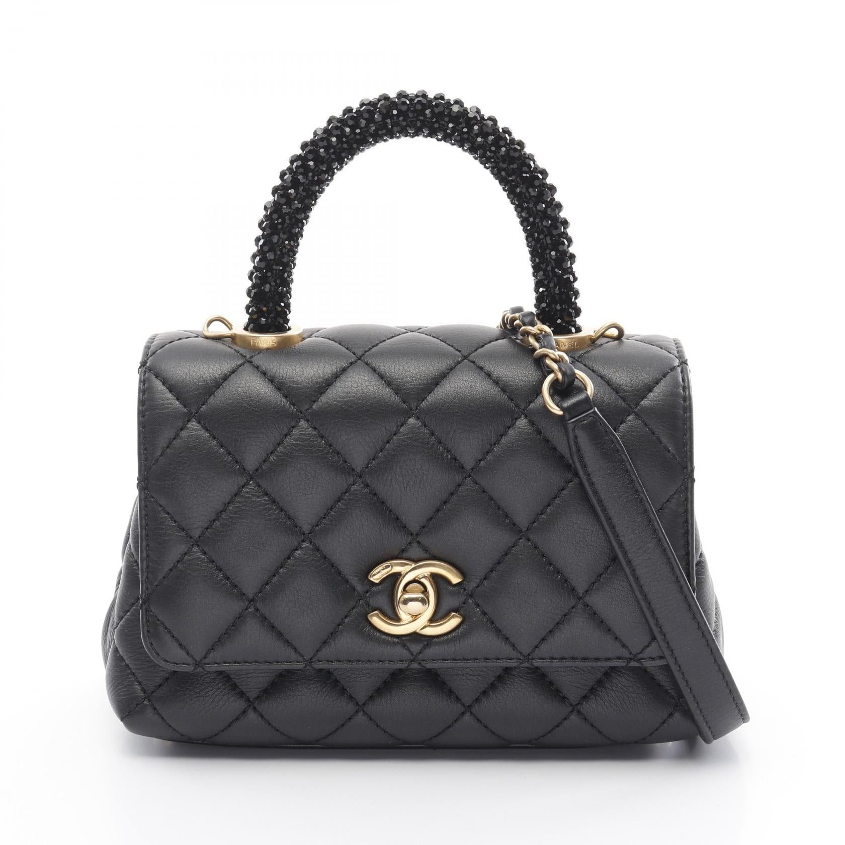 Chanel Chanel Coco Handle Xxs Top Handbag Lambskin Black Gold Hardware Bejeweled Size ONE SIZE - 1 Thumbnail