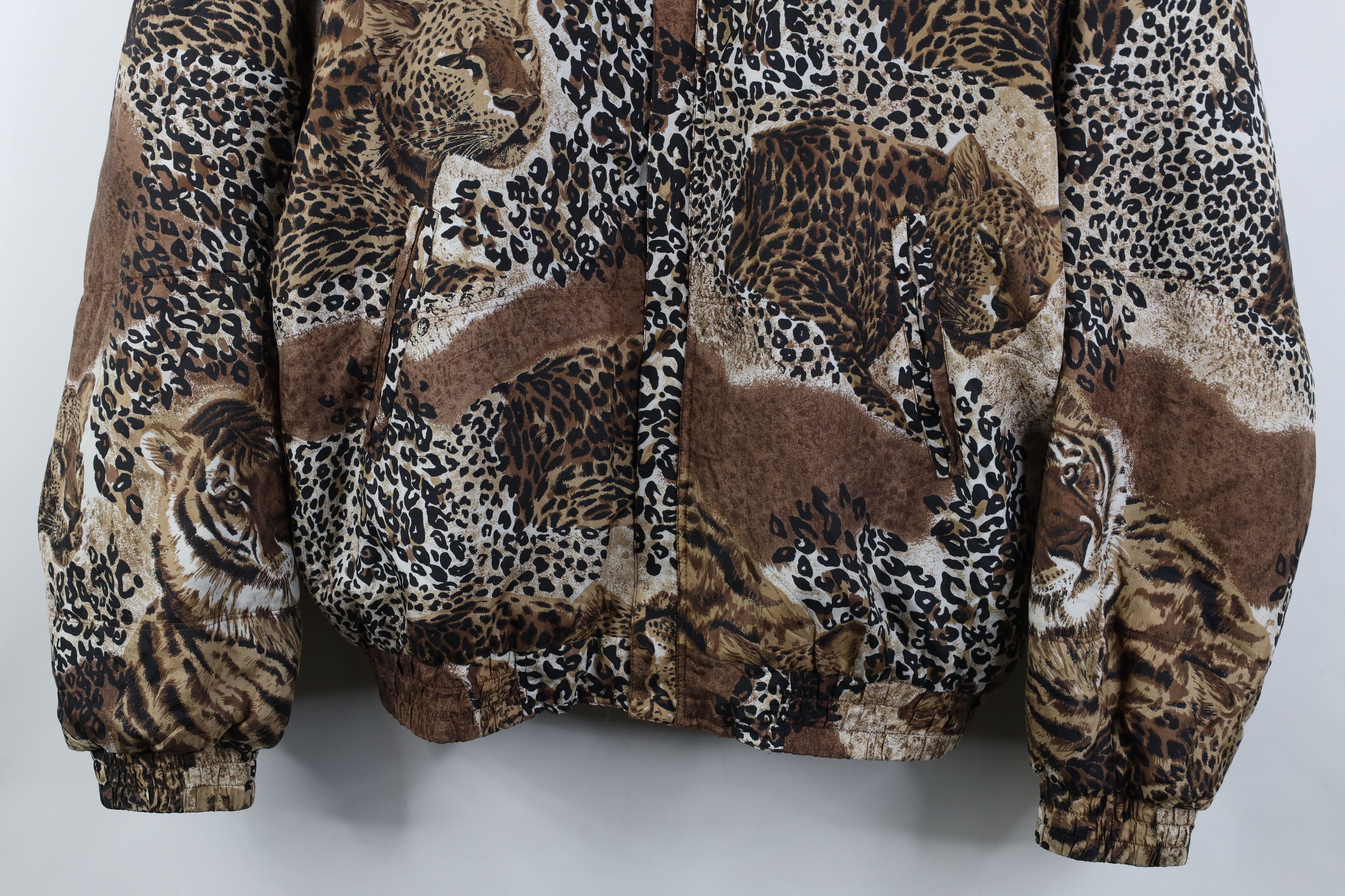 Vintage Vintage 90s Streetwear Leopard Full Zip Silk Bomber Jacket Size 3XL / US 20-22 - 3 Thumbnail