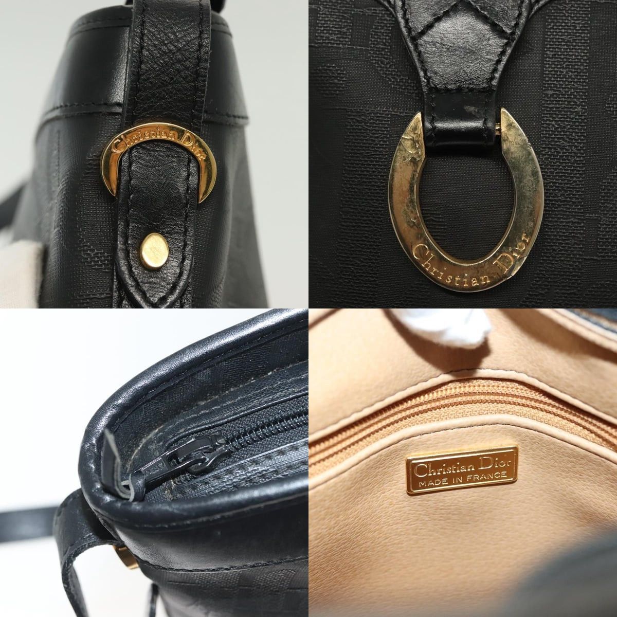 Dior DIOR Trotter Canvas Shoulder Bag Black Gold Size ONE SIZE - 11 Thumbnail
