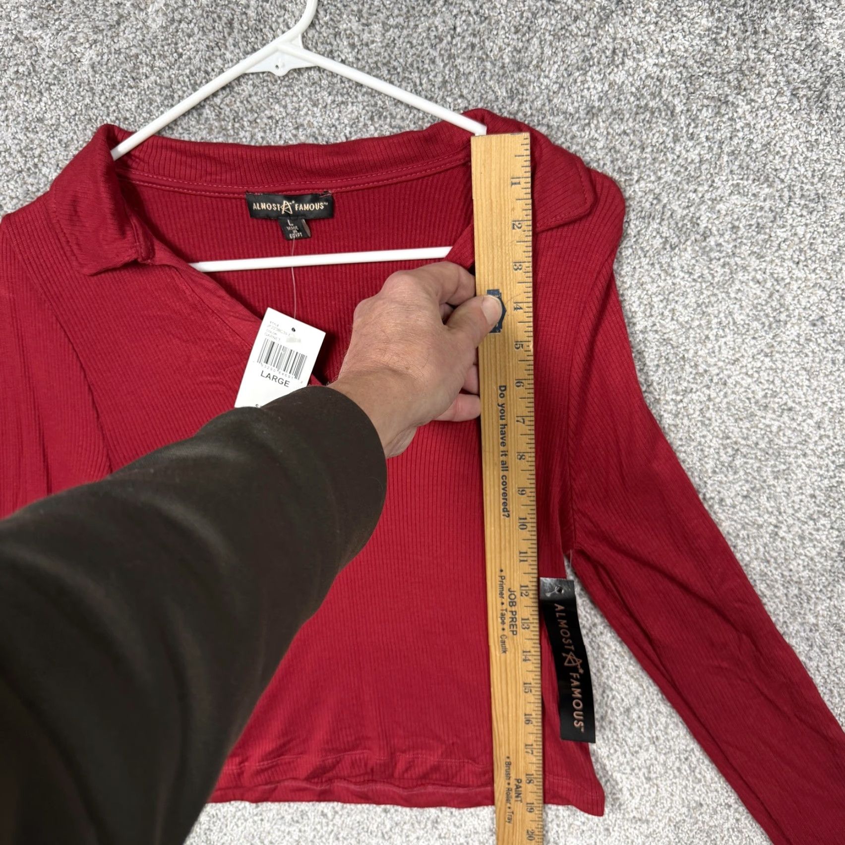 Almost Famous Almost Famous Top Womens Large Red Ribbed Knit V-Neck Cropped Preppy Y2K Size L / US 10 / IT 46 - 6 Thumbnail