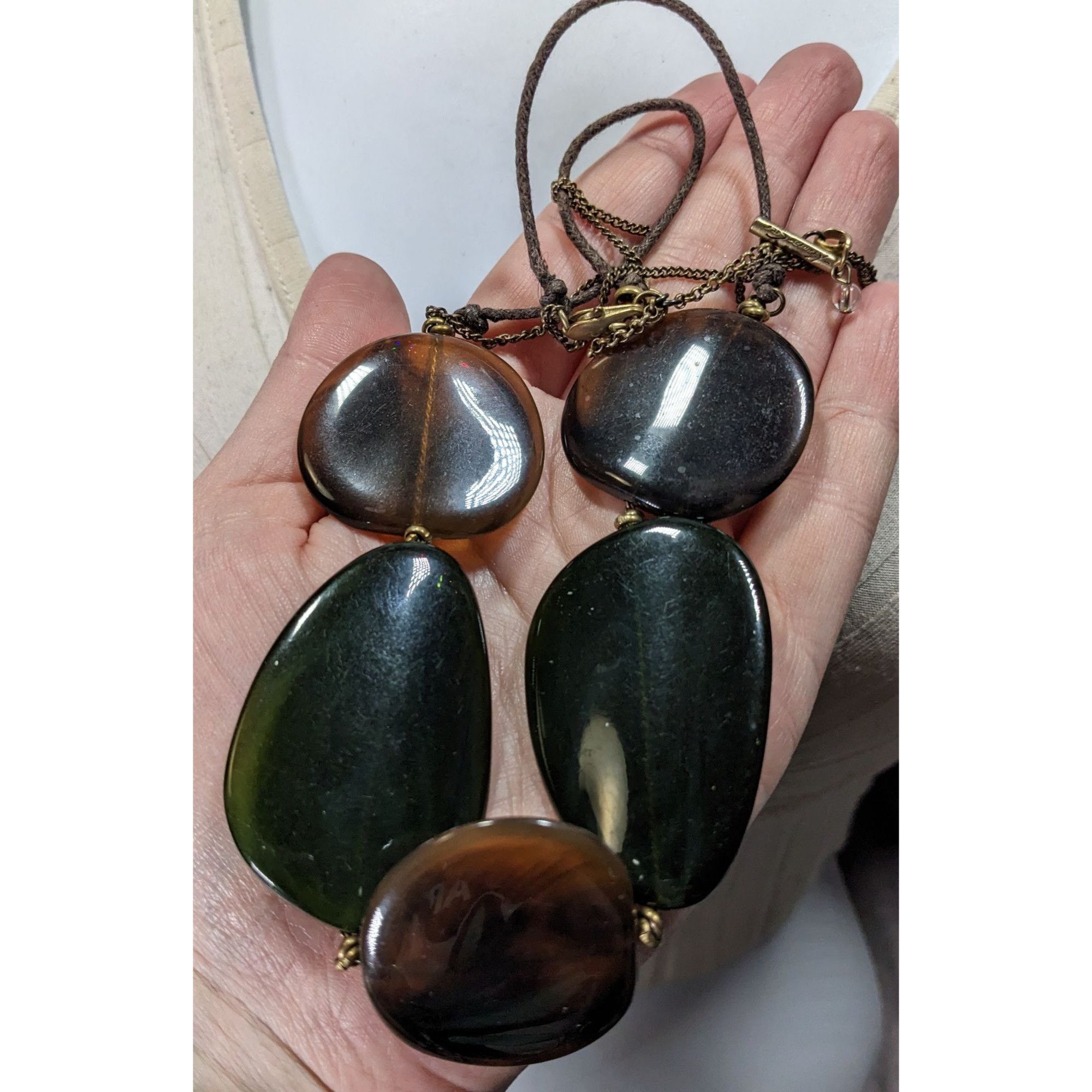 Kenneth Cole Kenneth Cole Brown & Green Beaded Statement Necklace With Ad Size ONE SIZE - 5 Thumbnail
