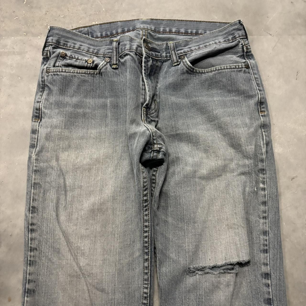Japanese Brand × Vintage Crazy Vintage Y2K/2000s Grunge Distressed Dark Wash Denim Jeans! Size US 31 - 5 Thumbnail