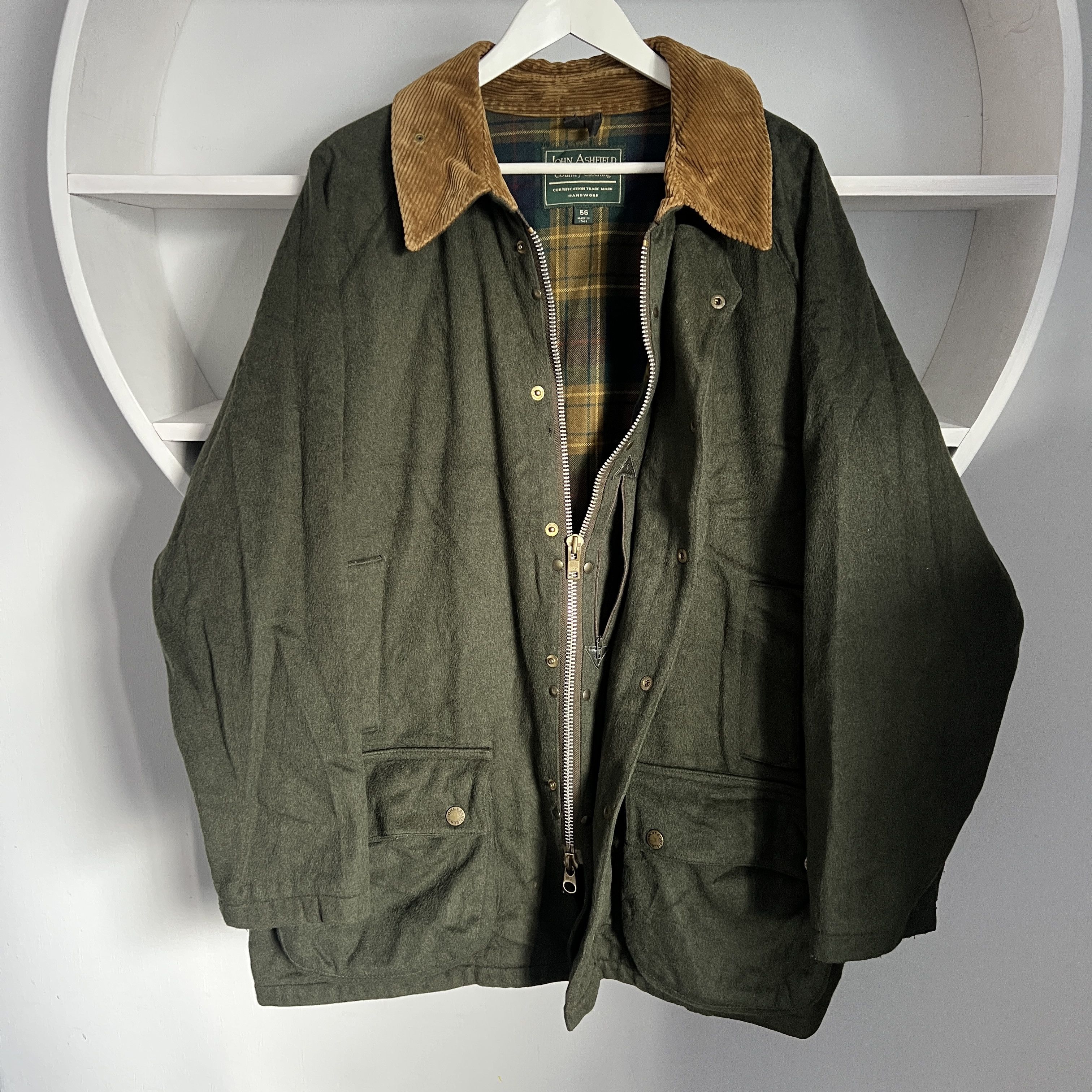 Barbour VINTAGE Men's JOHN ASHFIELD Wool Hunting Green Jacket Size US XL / EU 56 / 4 - 3 Thumbnail