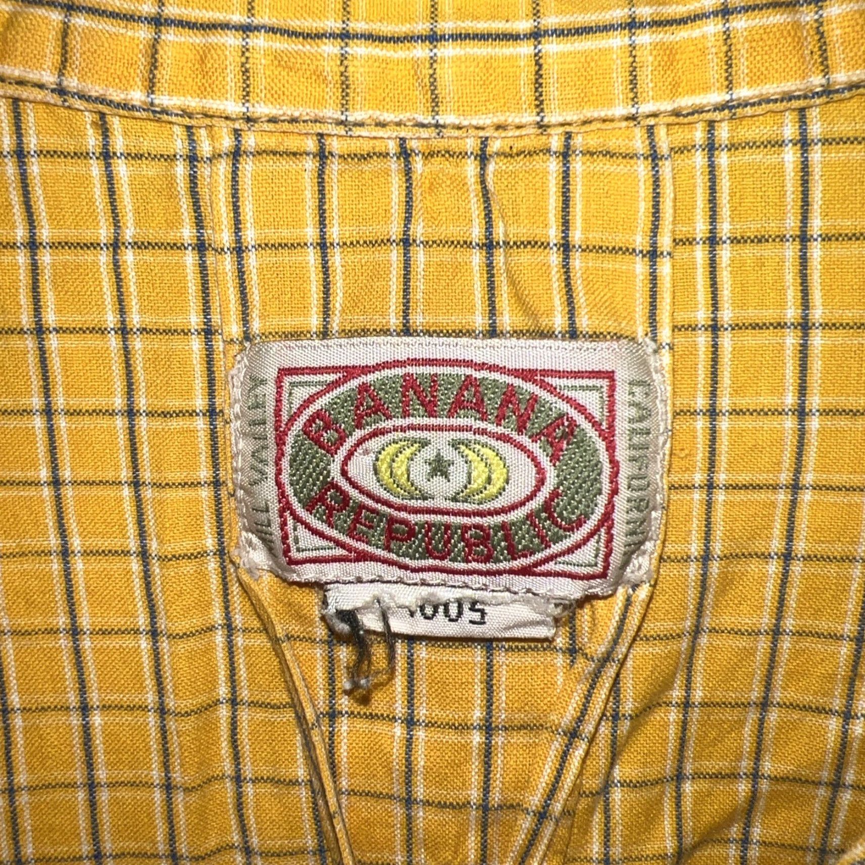 Banana Republic VINTAGE Banana Republic Plaid Shirt Mens M Yellow Short Sleeve Button-Up Regular Size Size US M / EU 48-50 / 2 - 3 Thumbnail