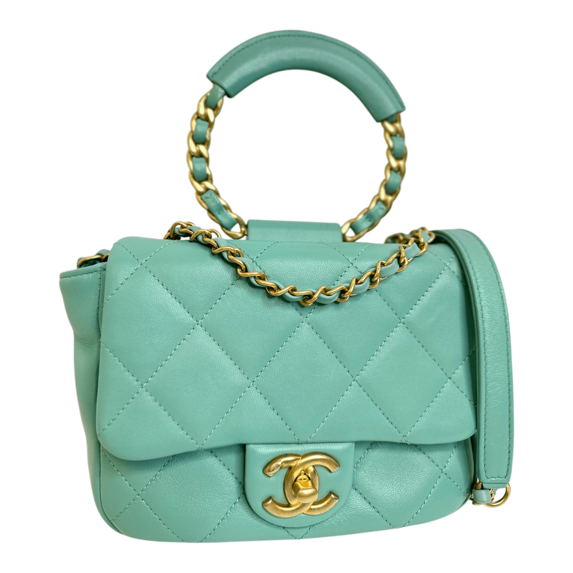 Chanel Chanel Lambskin Quilted Small Circular Handle Bag Size ONE SIZE - 6 Thumbnail