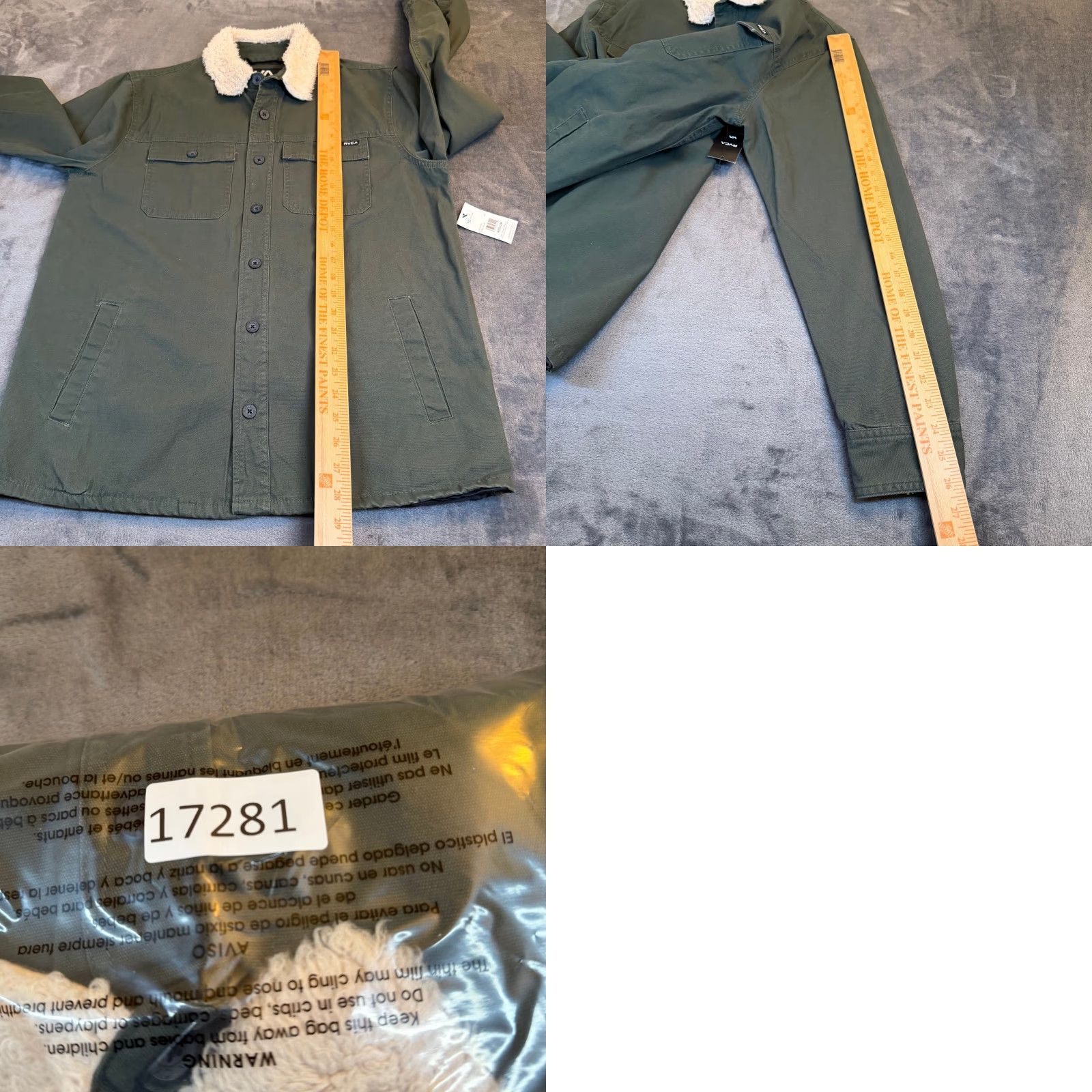 RVCA RVCA Range Jacket Olive Green Sherpa Collar Quilted Lined Canvas Mens Medium NEW Size US M / EU 48-50 / 2 - 8 Thumbnail