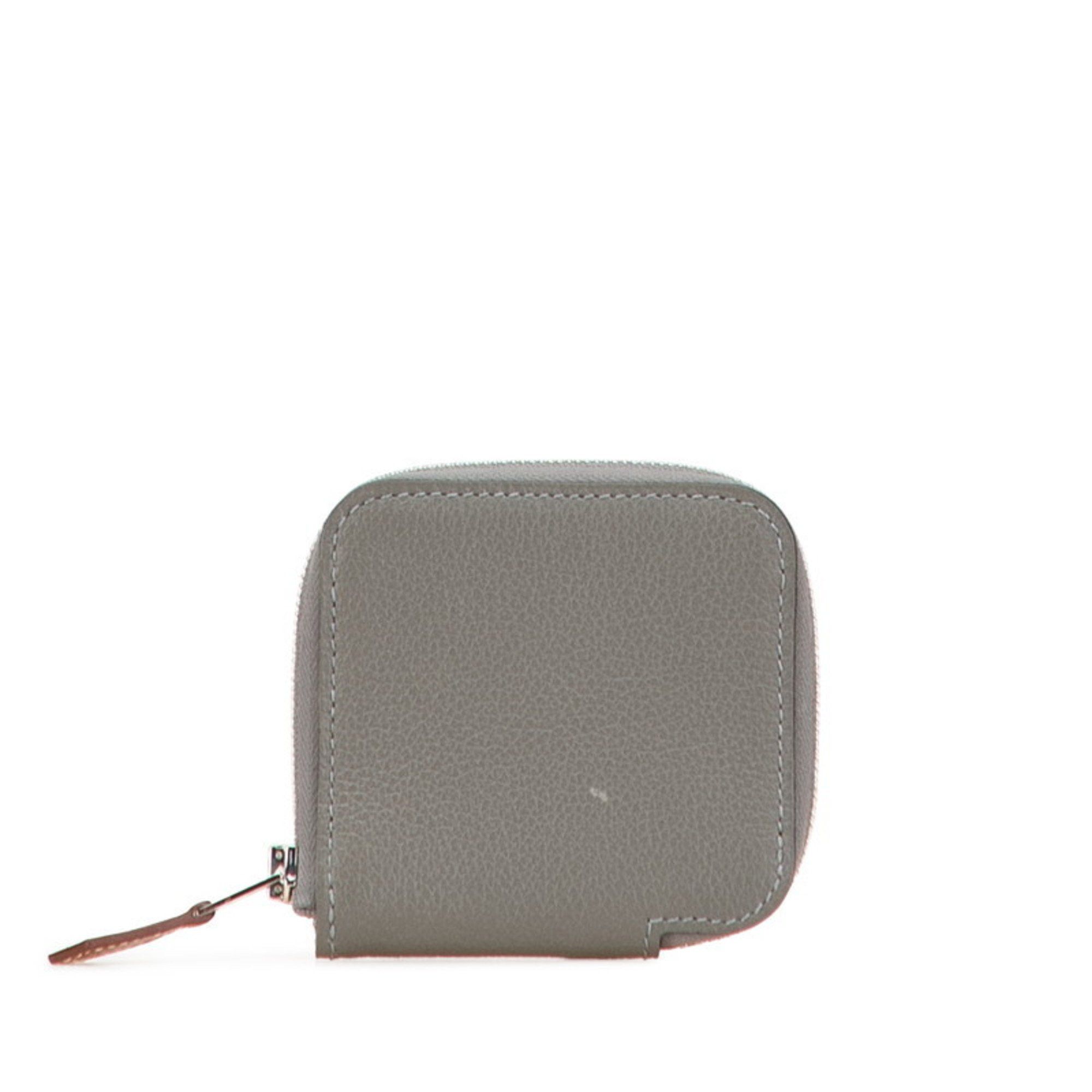 Hermes Hermès Azap Silkin Compact Wallet/Coin Case, Grimeyer Gray Evercolor, Women's, HERMES Size ONE SIZE - 1 Thumbnail
