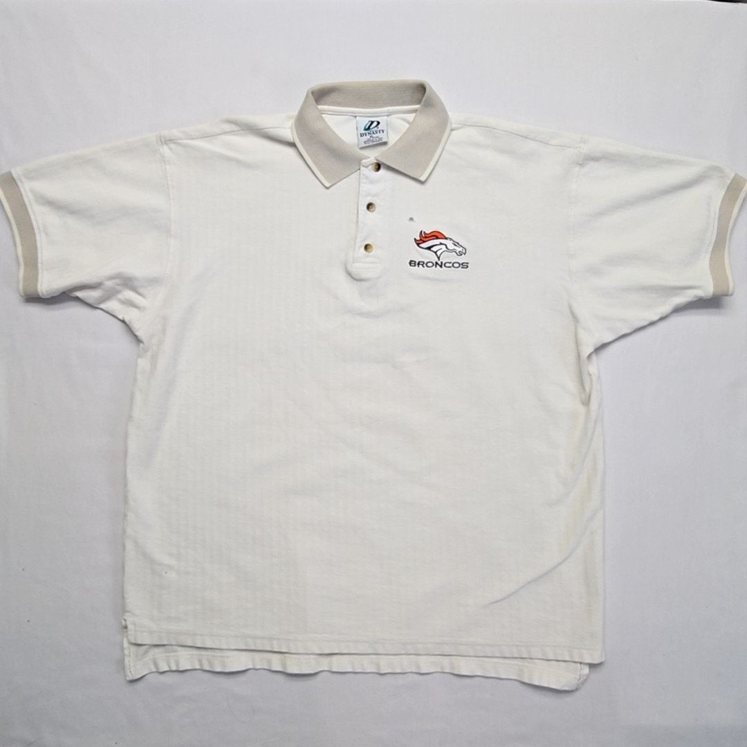 Vintage Vintage Broncos Polo Shirt Embroidered White Dynasty XL 90s Size US XL / EU 56 / 4 - 1 Thumbnail
