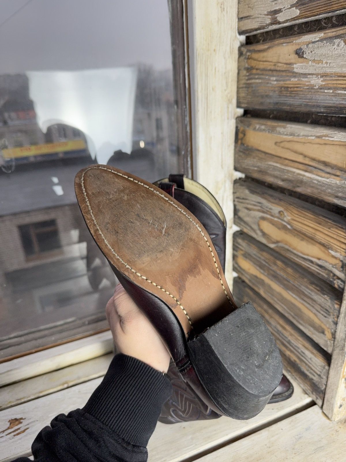 Vintage Retro Vintage Western Cowboy Leather Boots Burgundy Black Size US 8 / EU 41 - 18 Thumbnail