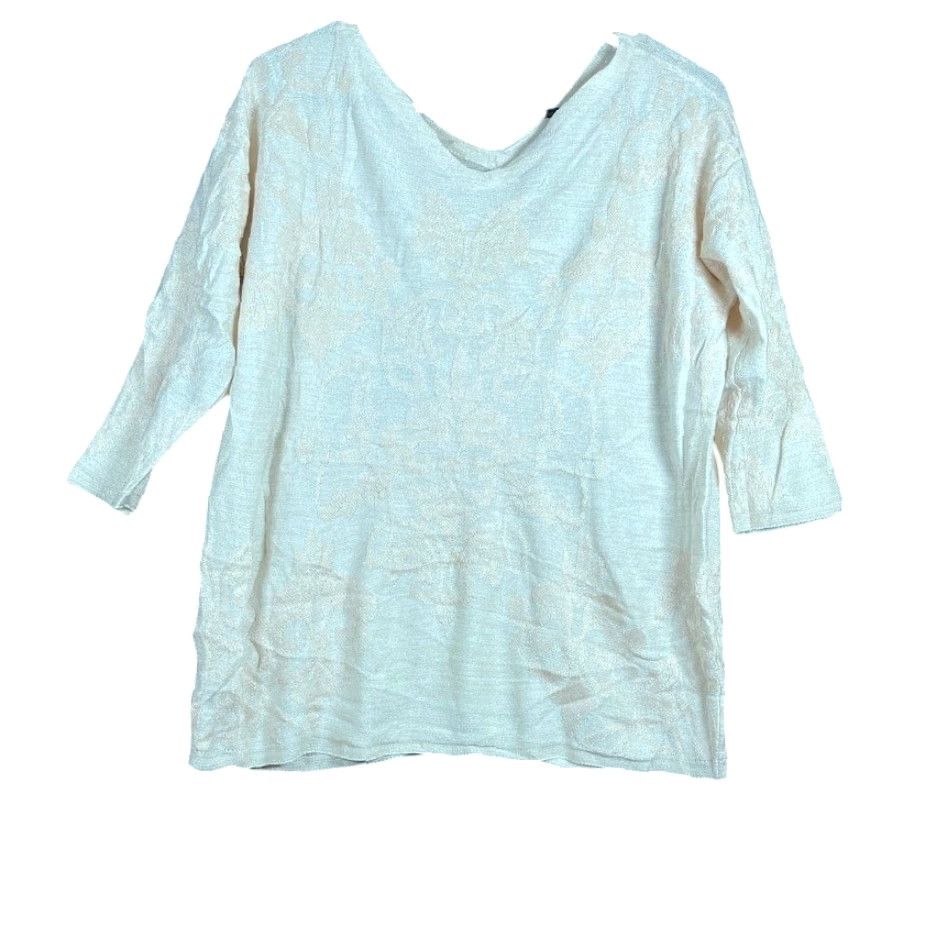 Vintage Chicos Womens Sweater Cream Double V Neck 3/4 Sleeve Casual Wear M Size M / US 6-8 / IT 42-44 - 2 Thumbnail