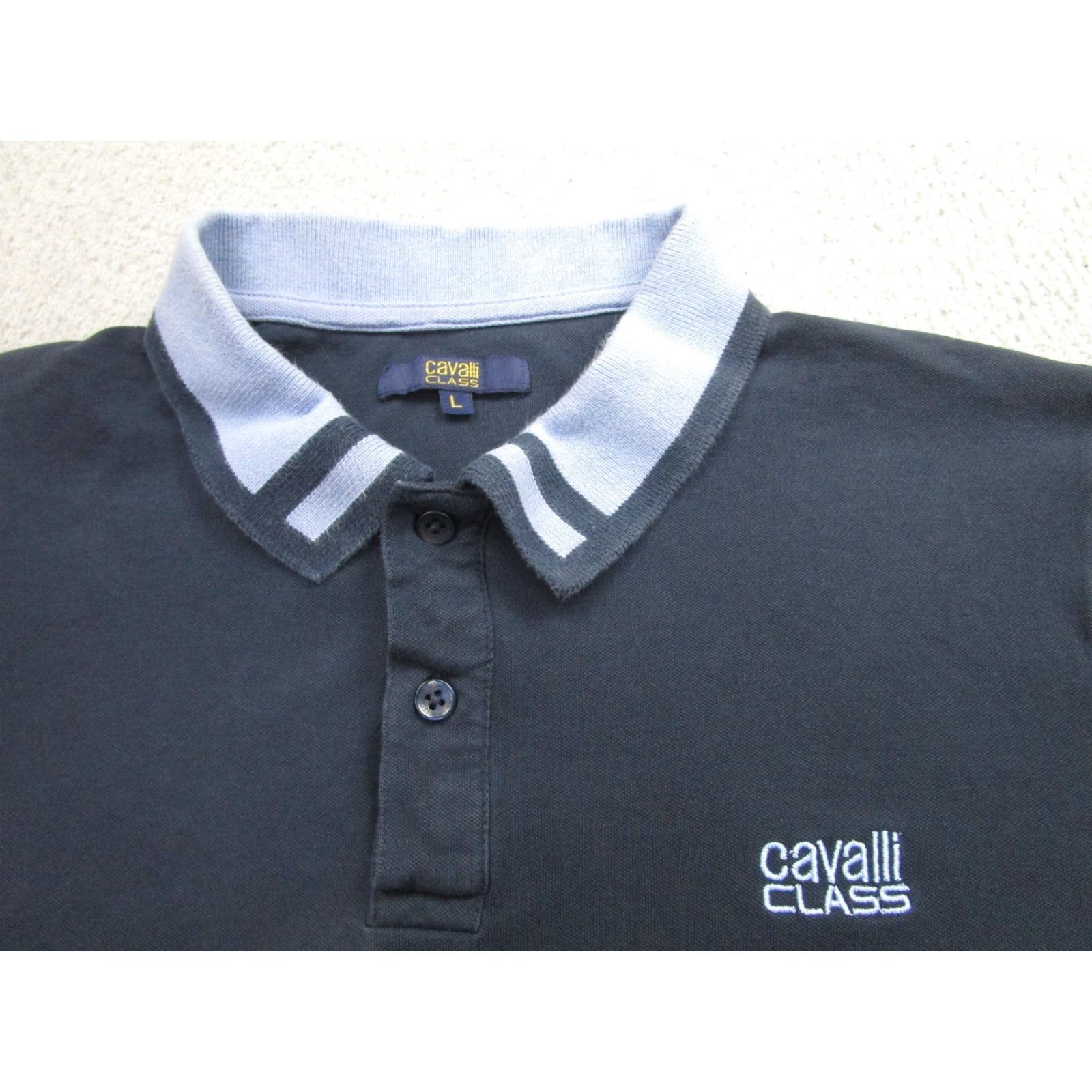 Cavalli Class Cavalli Class Polo Shirt Mens Large Navy Blue Contrast Collar Embroidered Logo Size US L / EU 52-54 / 3 - 3 Thumbnail