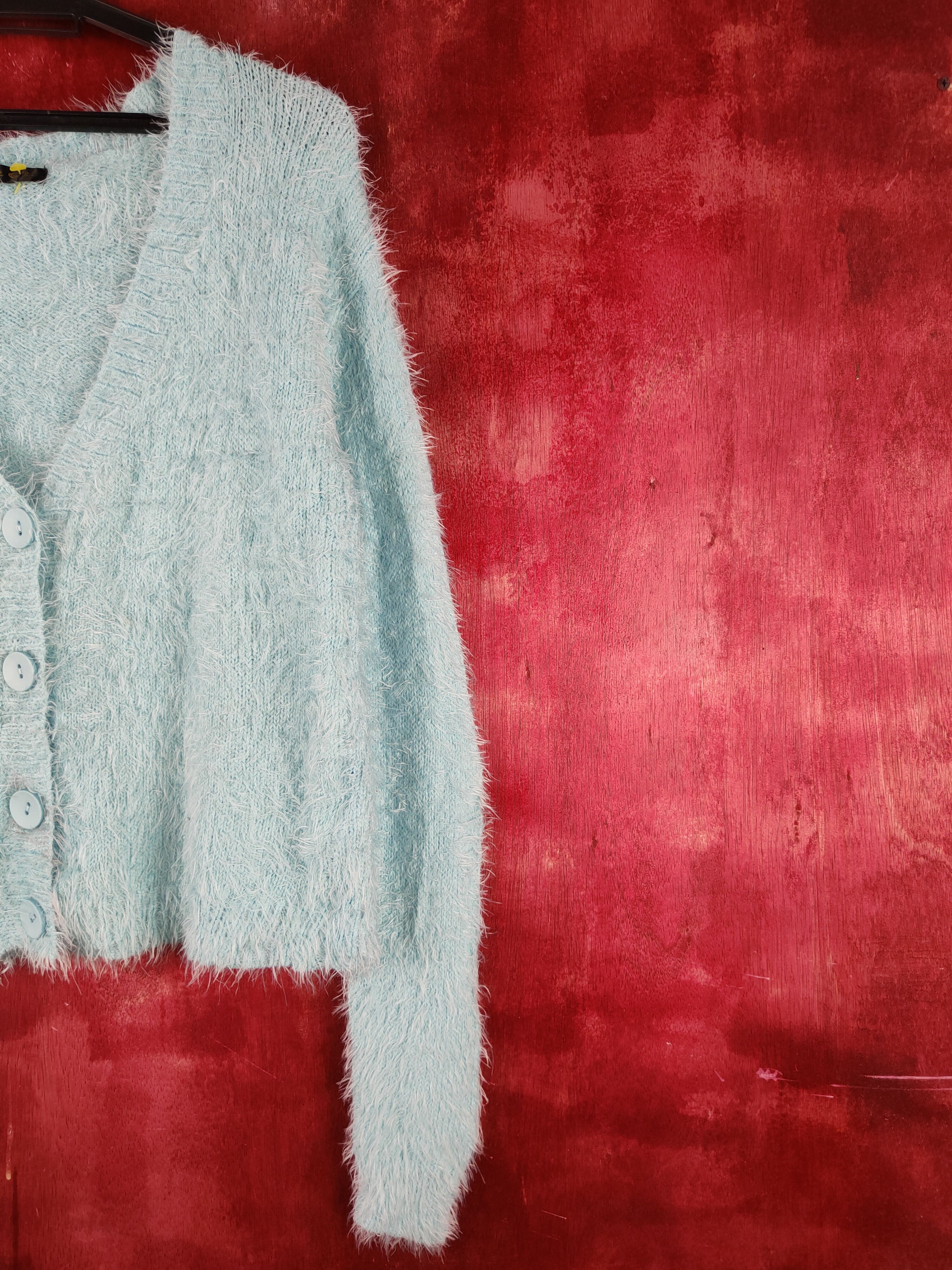 Vintage Gorge Blue Shag Shaggy Fur Mohair Knitwear Cardigan #S1979 Size M / US 6-8 / IT 42-44 - 5 Thumbnail