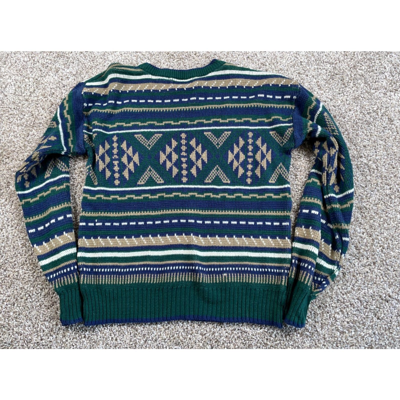 Sears VTG Sears Geometric Pattern Sweater Adult Medium Green Aztec Tribal 80s Pullover Knit Mens Size US M / EU 48-50 / 2 - 3 Thumbnail