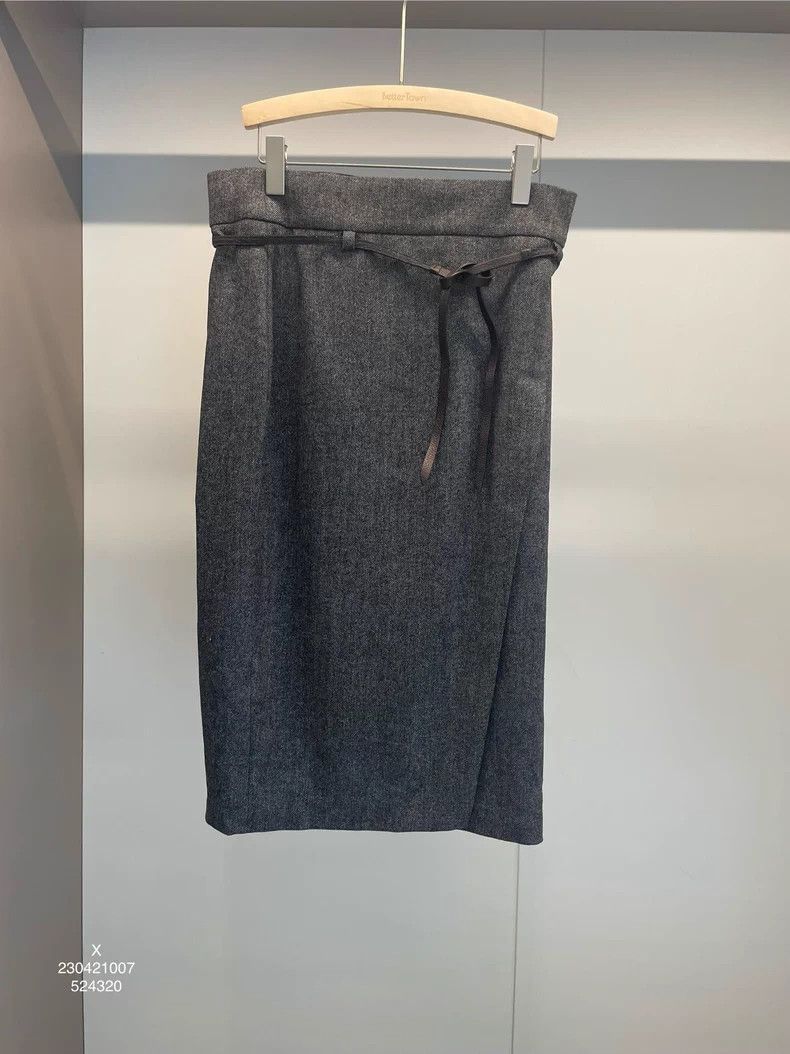 Brunello Cucinelli Brunello Cucinelli Gray Wool Skirt - dmc Size US 31 - 1 Thumbnail