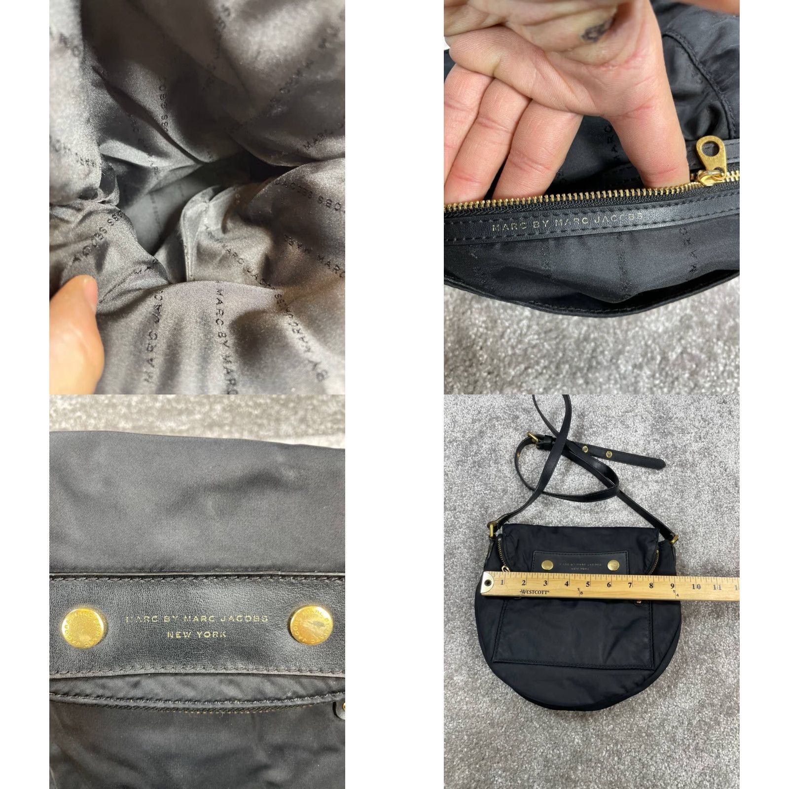 Marc by Marc Jacobs Marc by Marc Jacobs Natasha Crossbody Bags Womens Black Zip Adjustable Strap Crescent 8.5 in x 9 in Medium Leather Size ONE SIZE - 8 Thumbnail