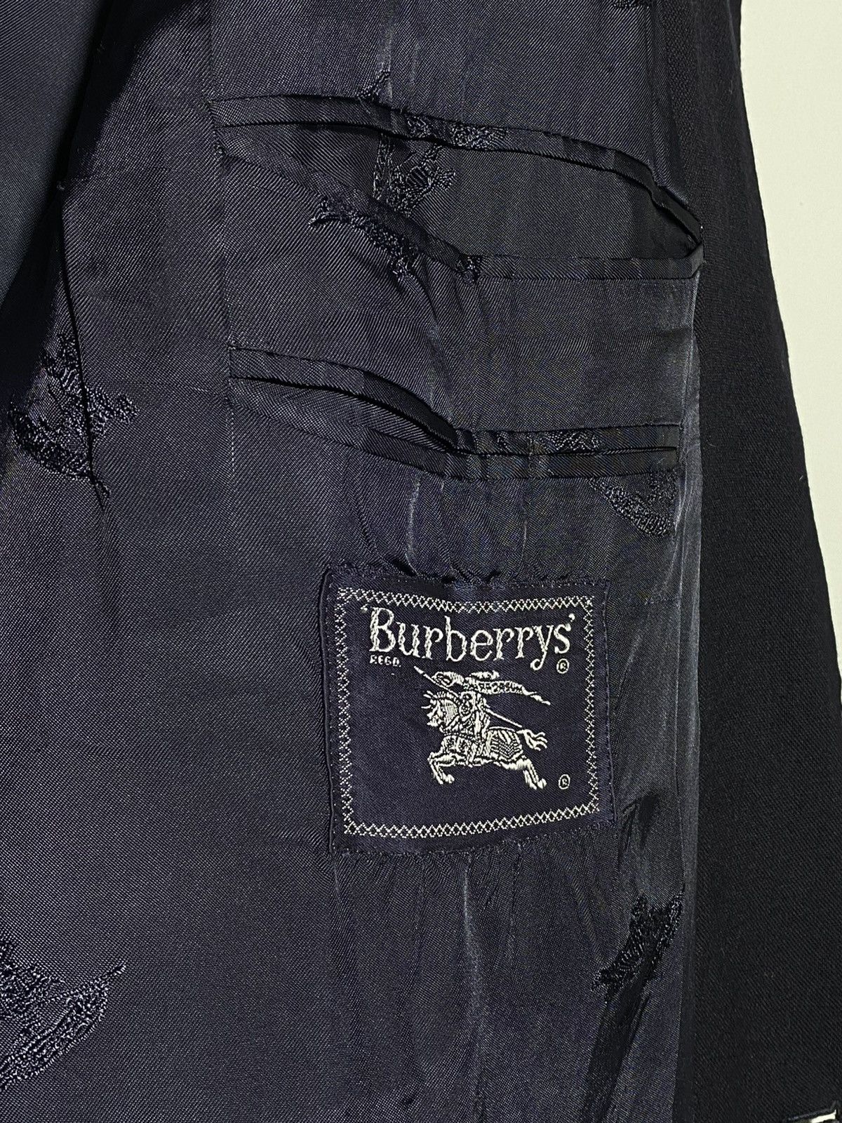Burberry Vintage 90s Burberrys Blazer Jacket With Gold Logo Button Size 50R - 13 Thumbnail