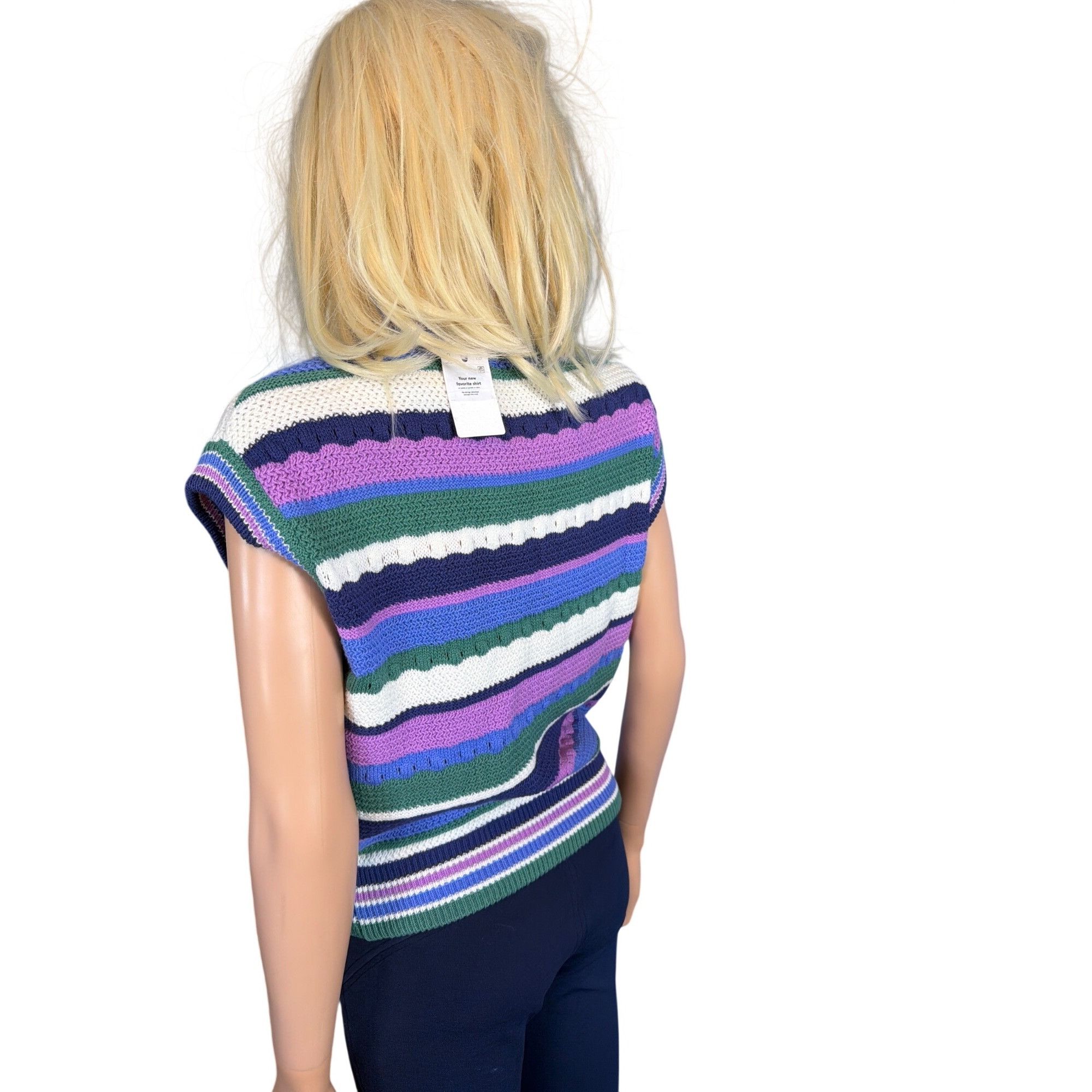Marine Layer Marine Layer Rory Crochet Vest Cool Stripe Sleeveless Top Kn Size S / US 4 / IT 40 - 12 Thumbnail