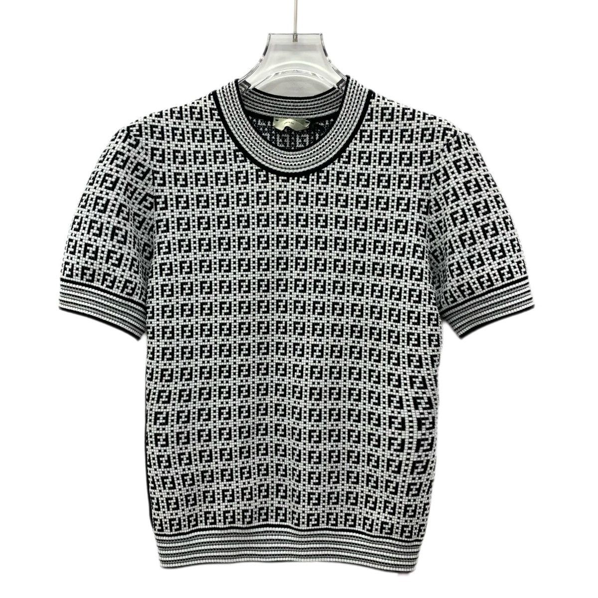 Fendi Fendi Intarsia All-over Print Short Sleeve Knit Top K26WX Size M / US 6-8 / IT 42-44 - 1 Thumbnail