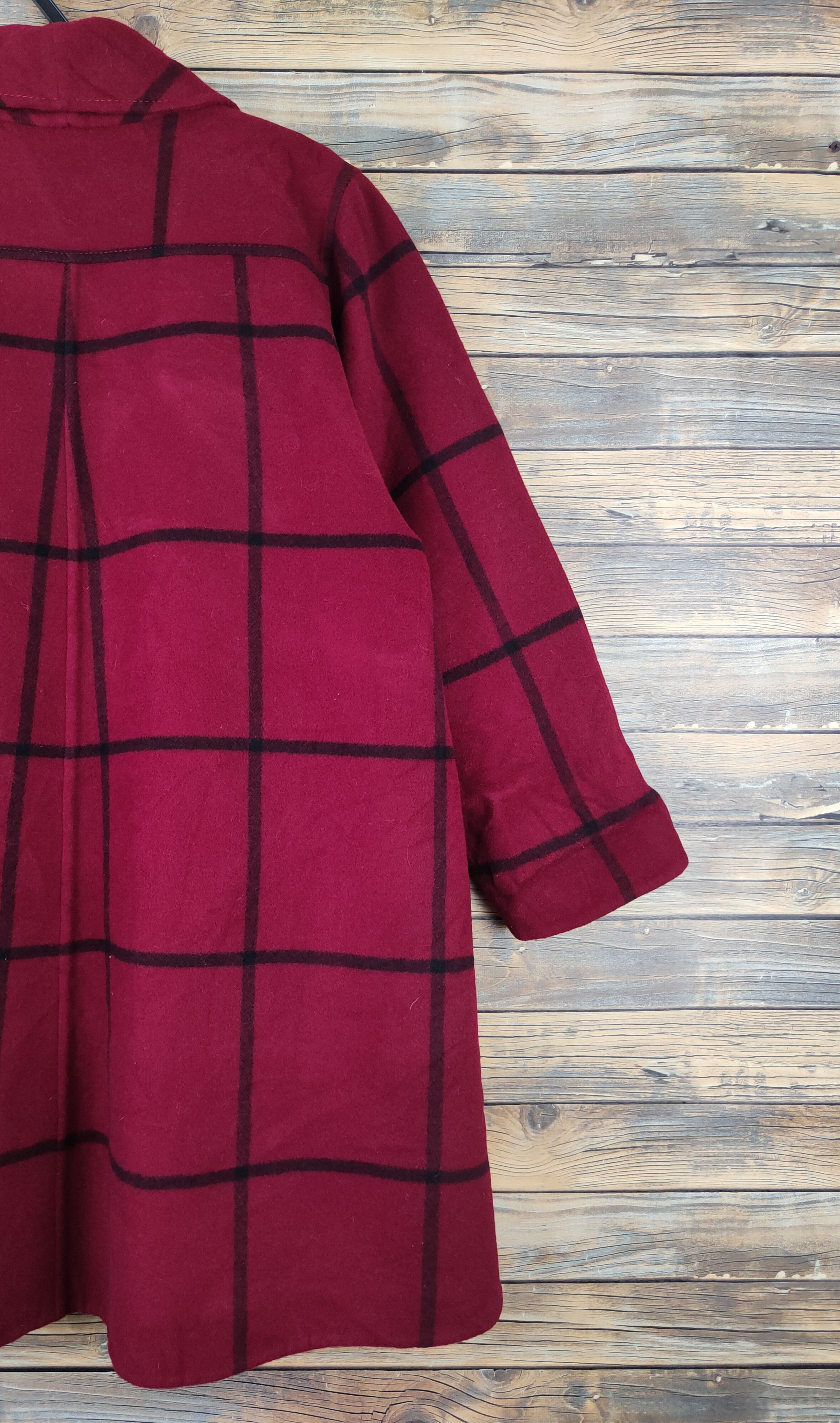 Vintage Pierre Manteam checkered Red Wool Coats #W2228 Size L / US 10 / IT 46 - 9 Thumbnail
