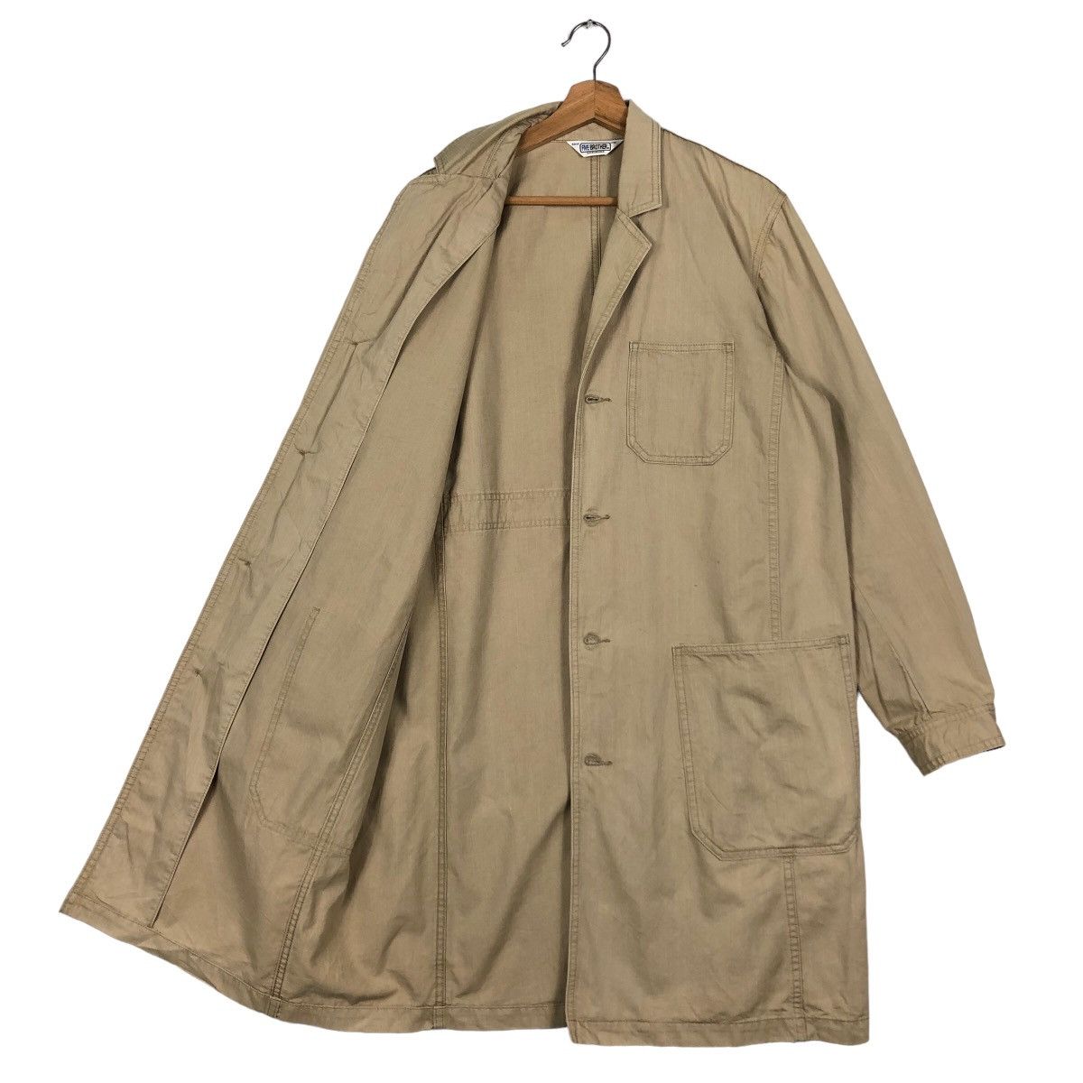 FiveBrother × Japanese Brand 🔥Rich Brown - Long Fly Coats Double Breast Jacket Size US L / EU 52-54 / 3 - 8 Thumbnail