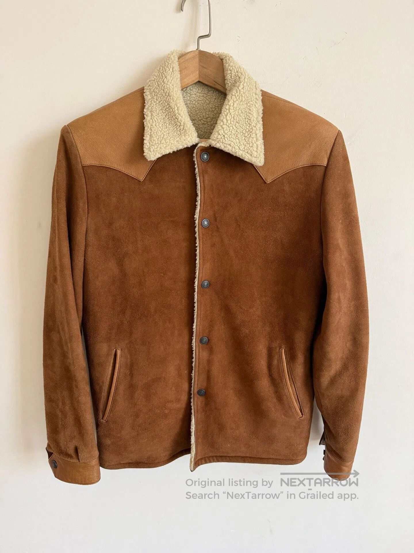 The Flat Head Brown Suede Rancher Coat with Shearling Lining. Size US S / EU 44-46 / 1 - 1 Thumbnail