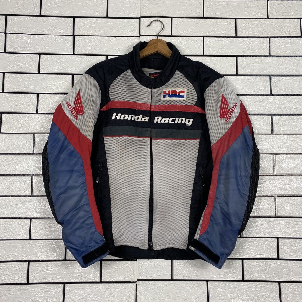 Honda 📌Vintage Biker Jacket Racing Honda Full Patches Big Logo Size US L / EU 52-54 / 3 - 2 Thumbnail