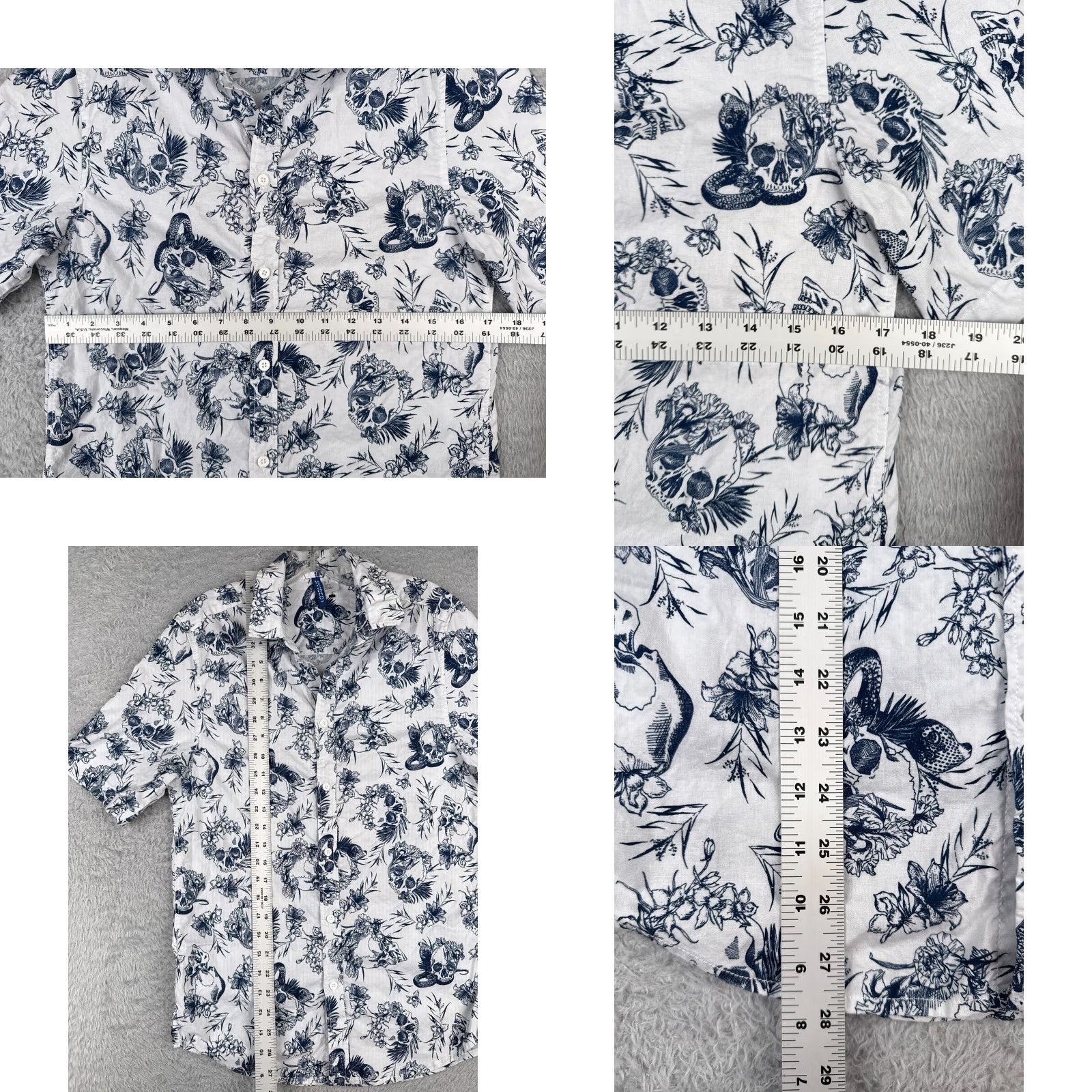 H&M H&M Divided Shirt Adult Small White Blue Floral Button-Up 100% Cotton Hawaiian Mens Size US S / EU 44-46 / 1 - 8 Thumbnail