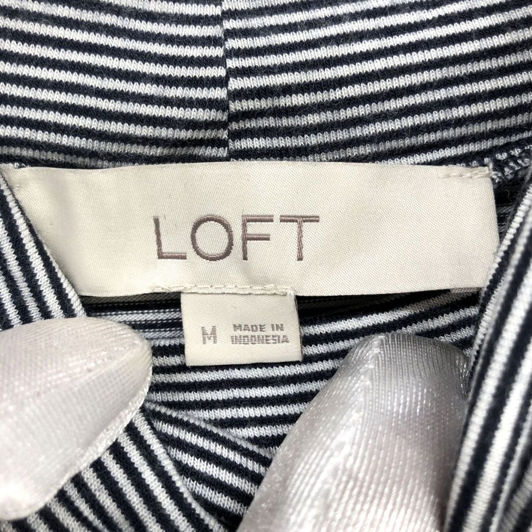 Loft Loft Turtleneck T Shirt Womens M Navy Blue White Striped Jersey Lightweight Size M / US 6-8 / IT 42-44 - 5 Thumbnail