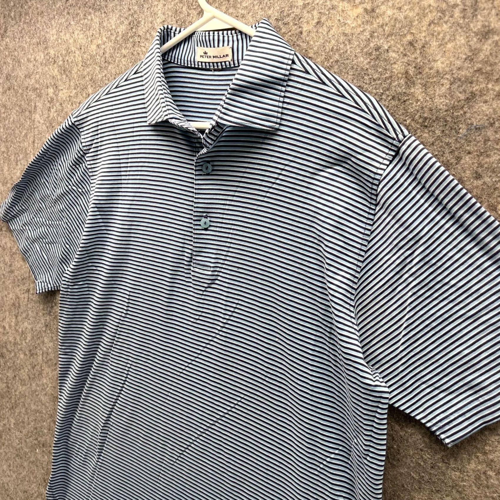 Peter Millar Peter Millar Polo Shirt Men Large Adult Blue Striped Preppy Casual Outdoors Shirt Size US L / EU 52-54 / 3 - 5 Thumbnail