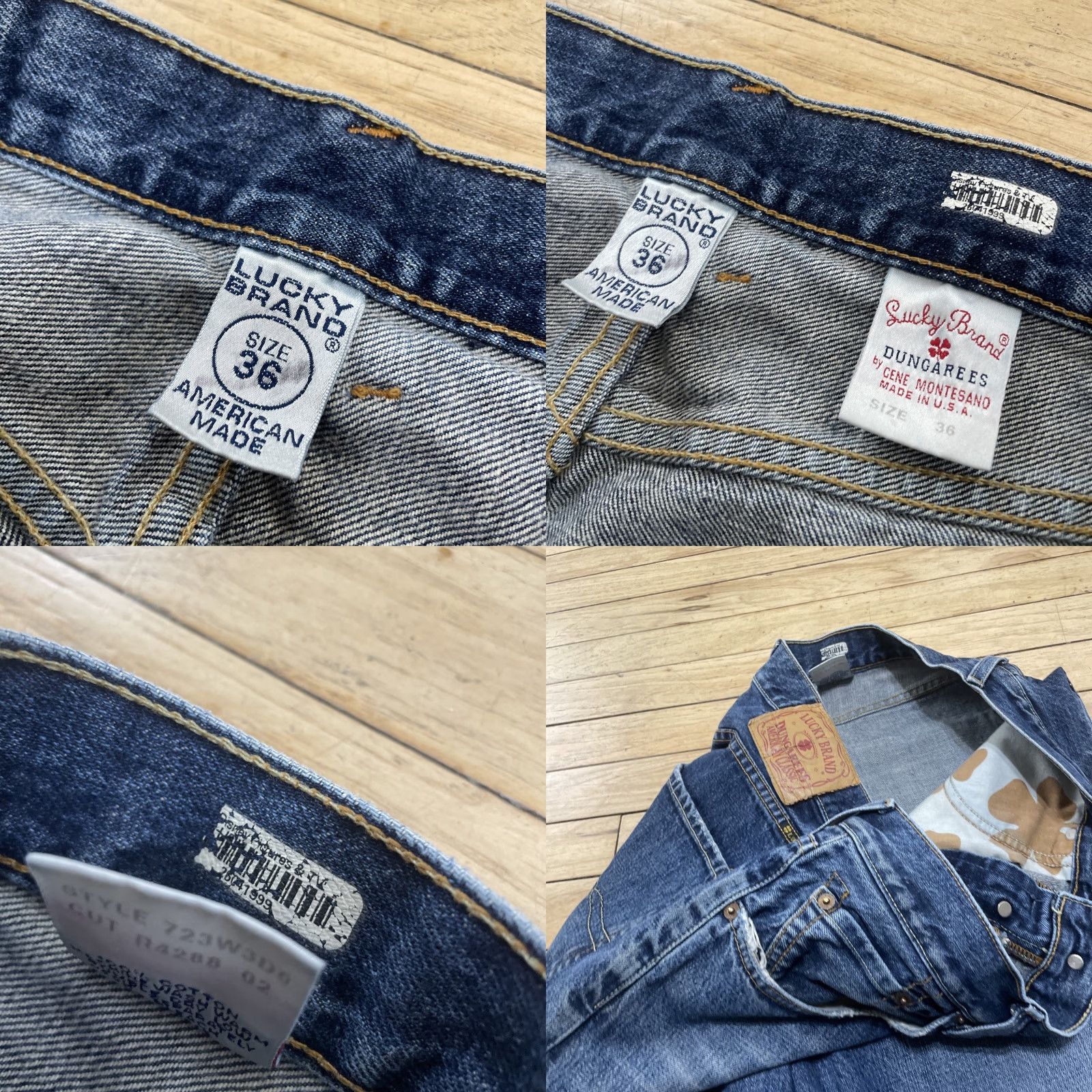 Lucky Brand VINTAGE Lucky Brand Jeans 36 X 32 Straight Rivet Fly Made USA Dungarees TV Movie Men Jeans Blue 5-Pocket Design USA Theme Y2K Streetwear Whiskers Mens Size US 36 / EU 52 - 8 Thumbnail