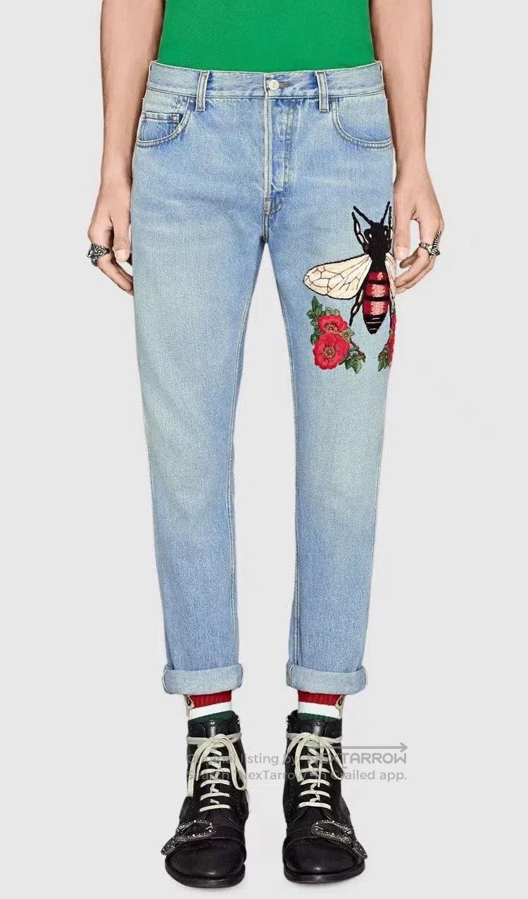 Gucci Gucci Bee floral embroidered jeans Size 42" / US 20 - 9 Thumbnail