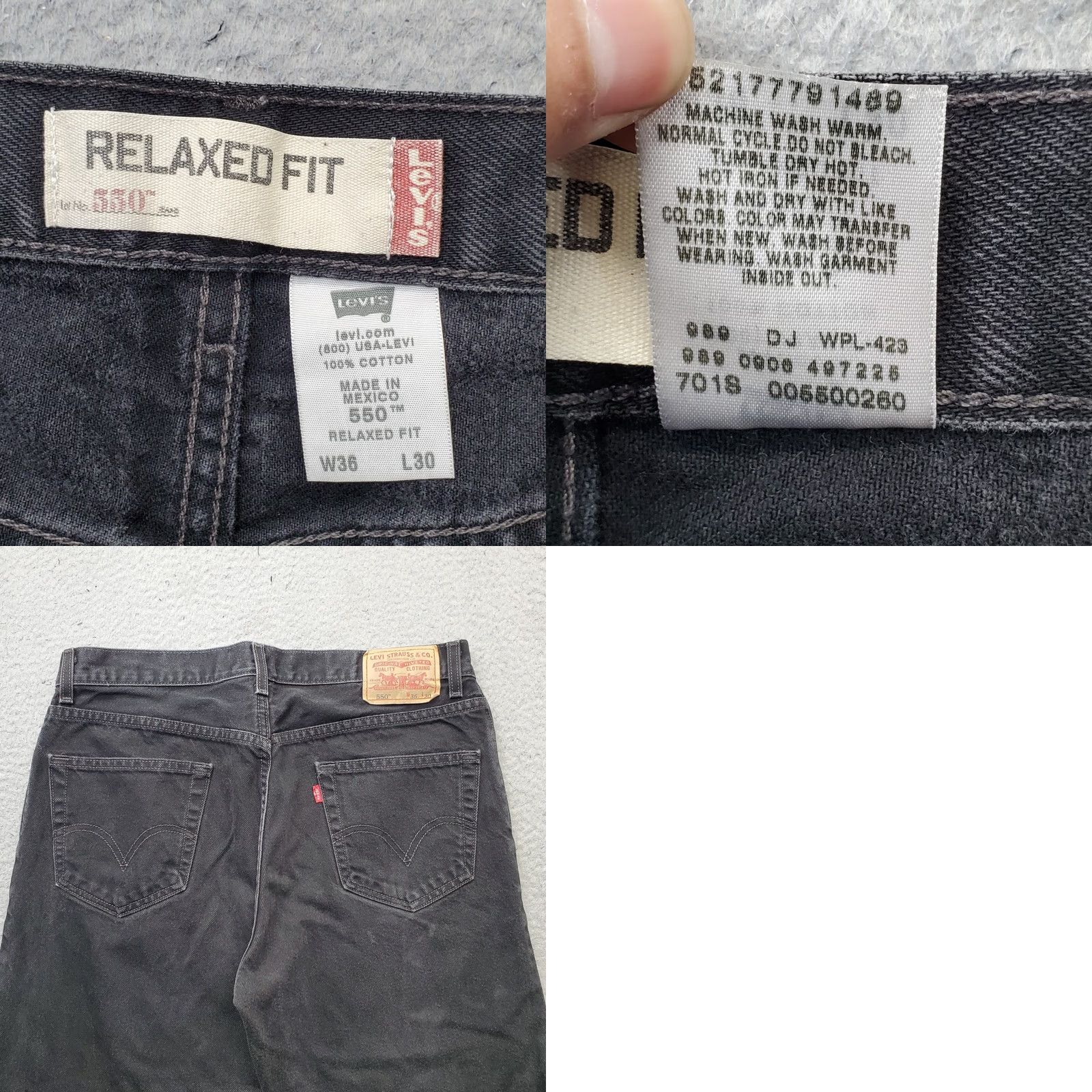 Levi's Levi's 550 Jeans Mens 36x30 Black Denim Red Tab Relaxed Fit Streetwear Grunge Jeans Mens Size 36 Black Denim 5-Pocket Design Vintage Size US 36 / EU 52 - 8 Thumbnail