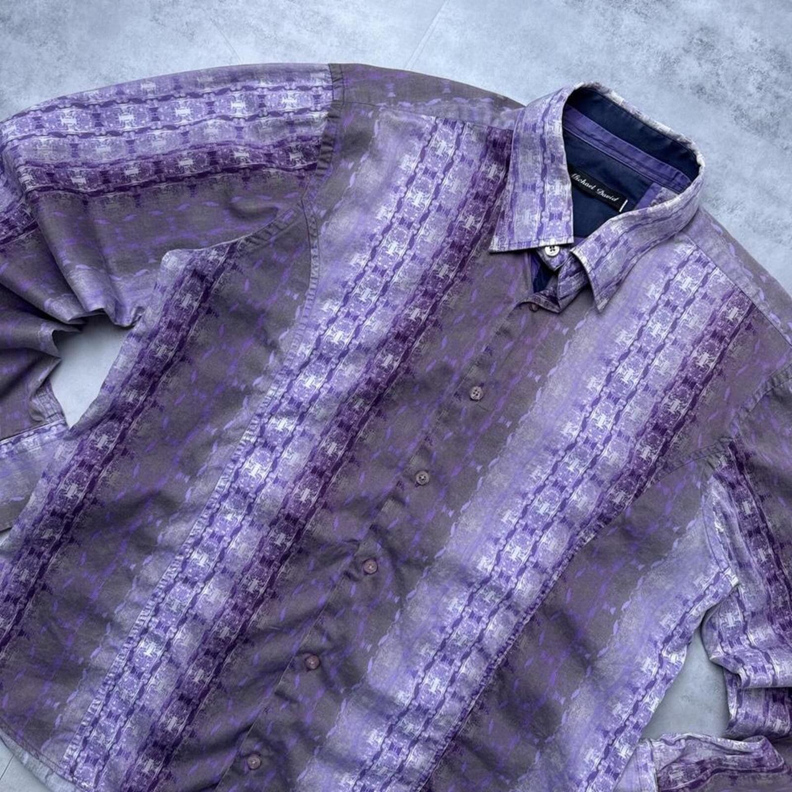 Affliction Y2K Affliction style purple patterned button-up grunge shirt Size US M / EU 48-50 / 2 - 2 Thumbnail