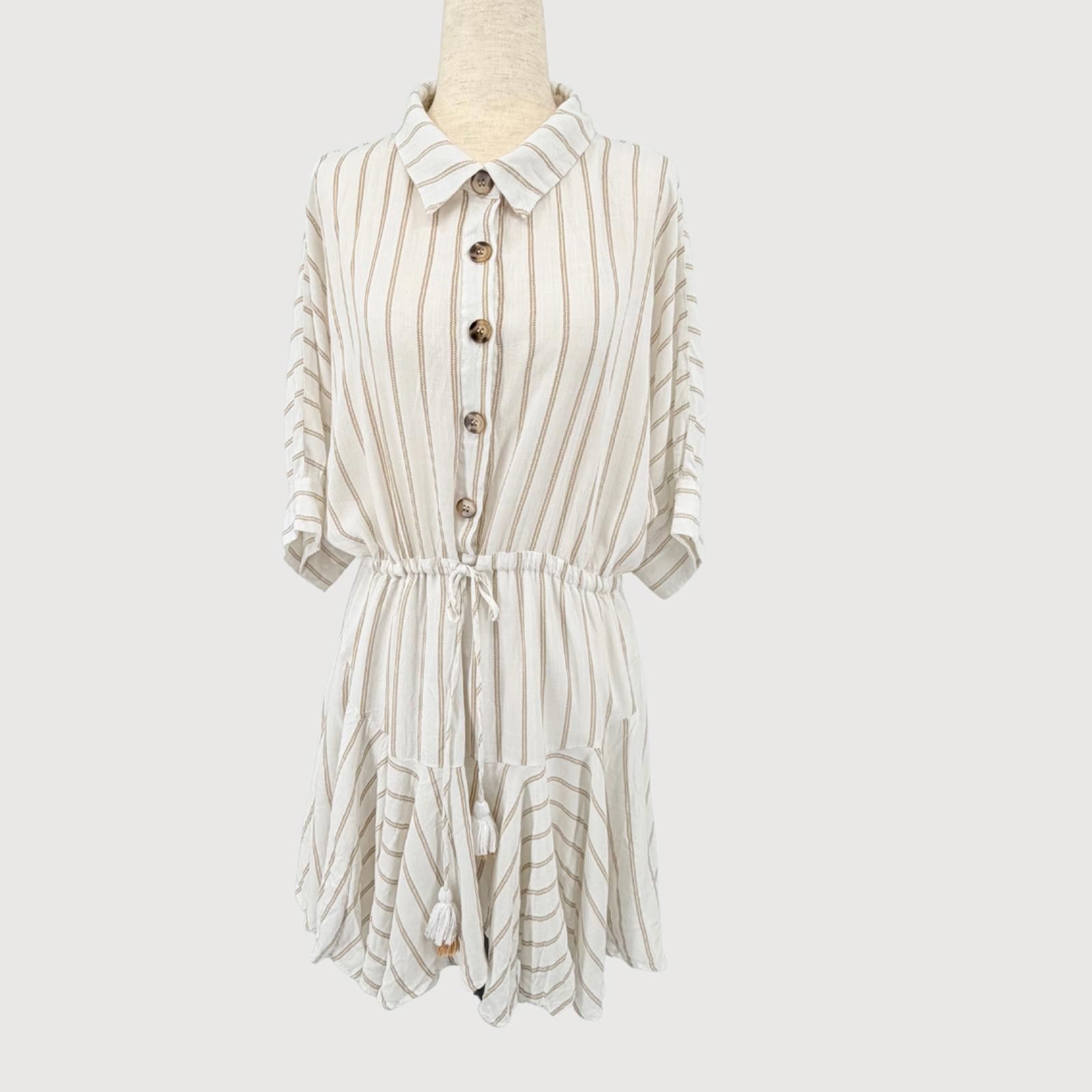 Kai Aakmann AAKAA Dress Boho Handkerchief Hem Ivory Stripe M Size M / US 6-8 / IT 42-44 - 1 Thumbnail