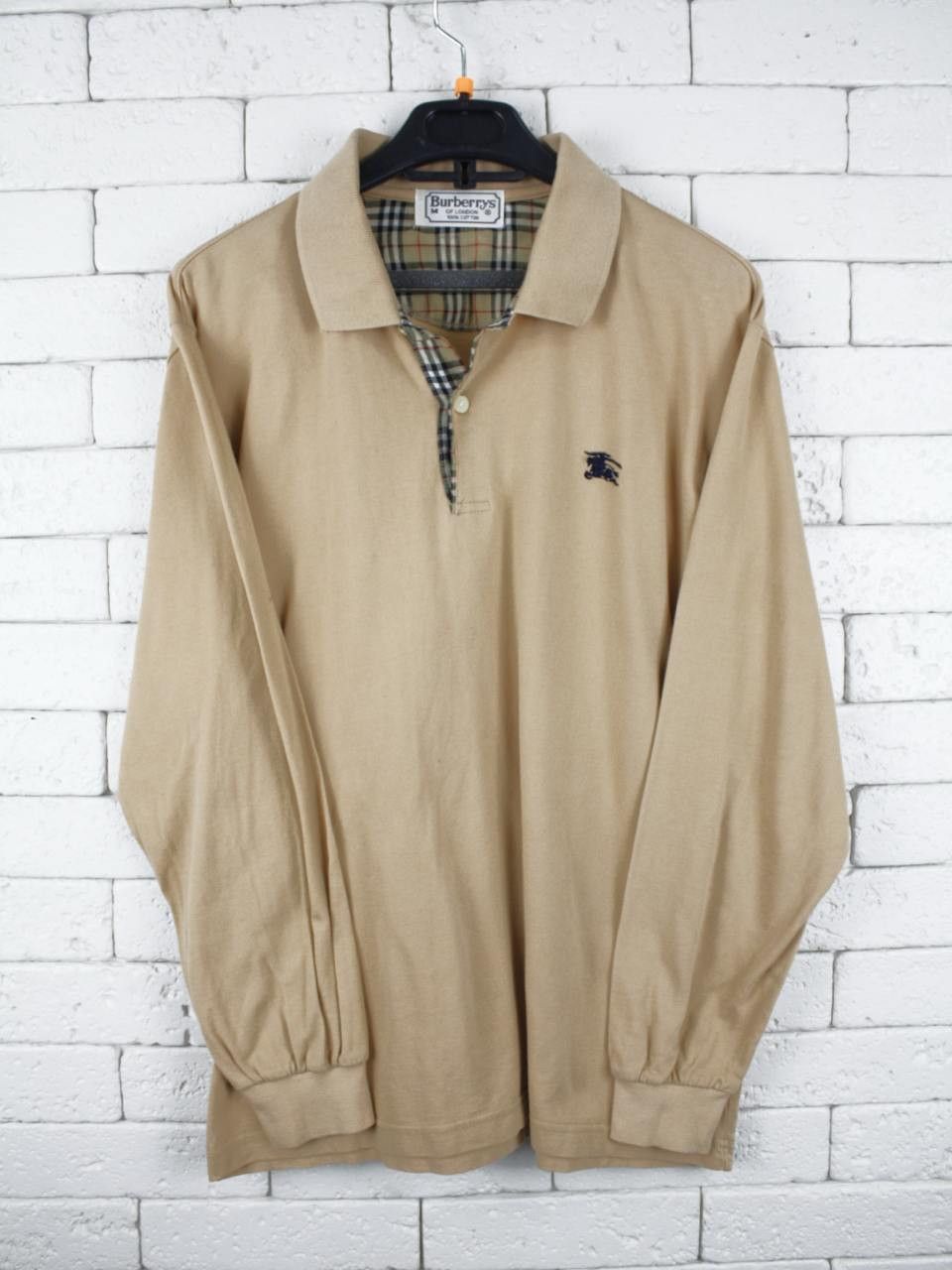Burberry Burberrys Beige Polo Shirt Long Sleeve Vintage Burberry Size US M / EU 48-50 / 2 - 1 Thumbnail