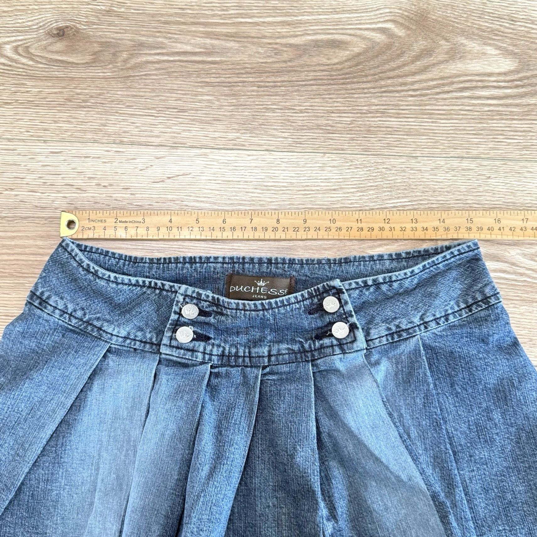 Denime VINTAGE Duchess Denim Skirt Juniors Short Mini Pleated Cotton Blend Blue 11 Women Size 32" / US 10 / IT 46 - 3 Thumbnail