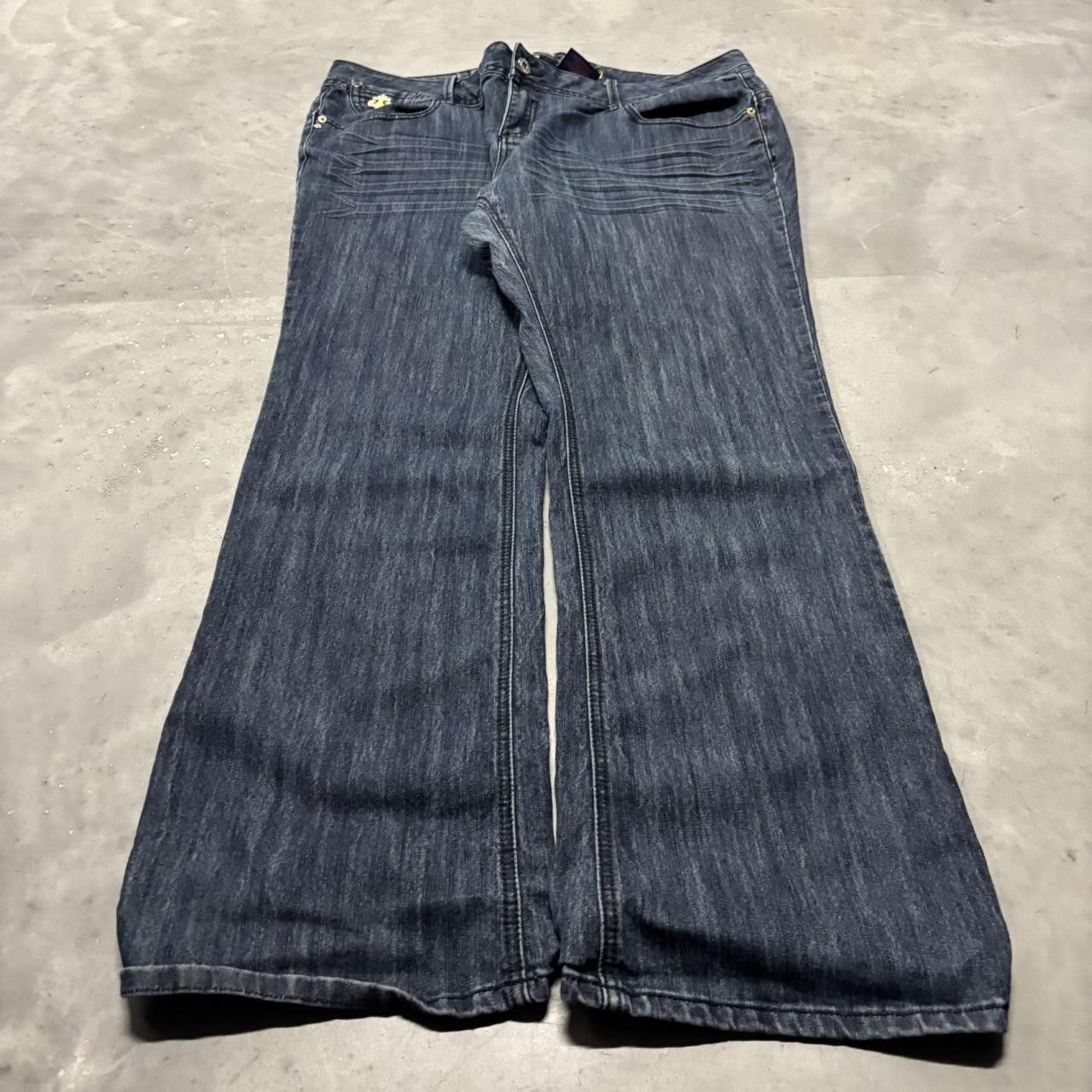 Japanese Brand × Vintage Crazy Vintage Y2K/2000s Baggy Grunge Dark Wash Skater Denim Jeans! Size US 42 / EU 58 - 3 Thumbnail