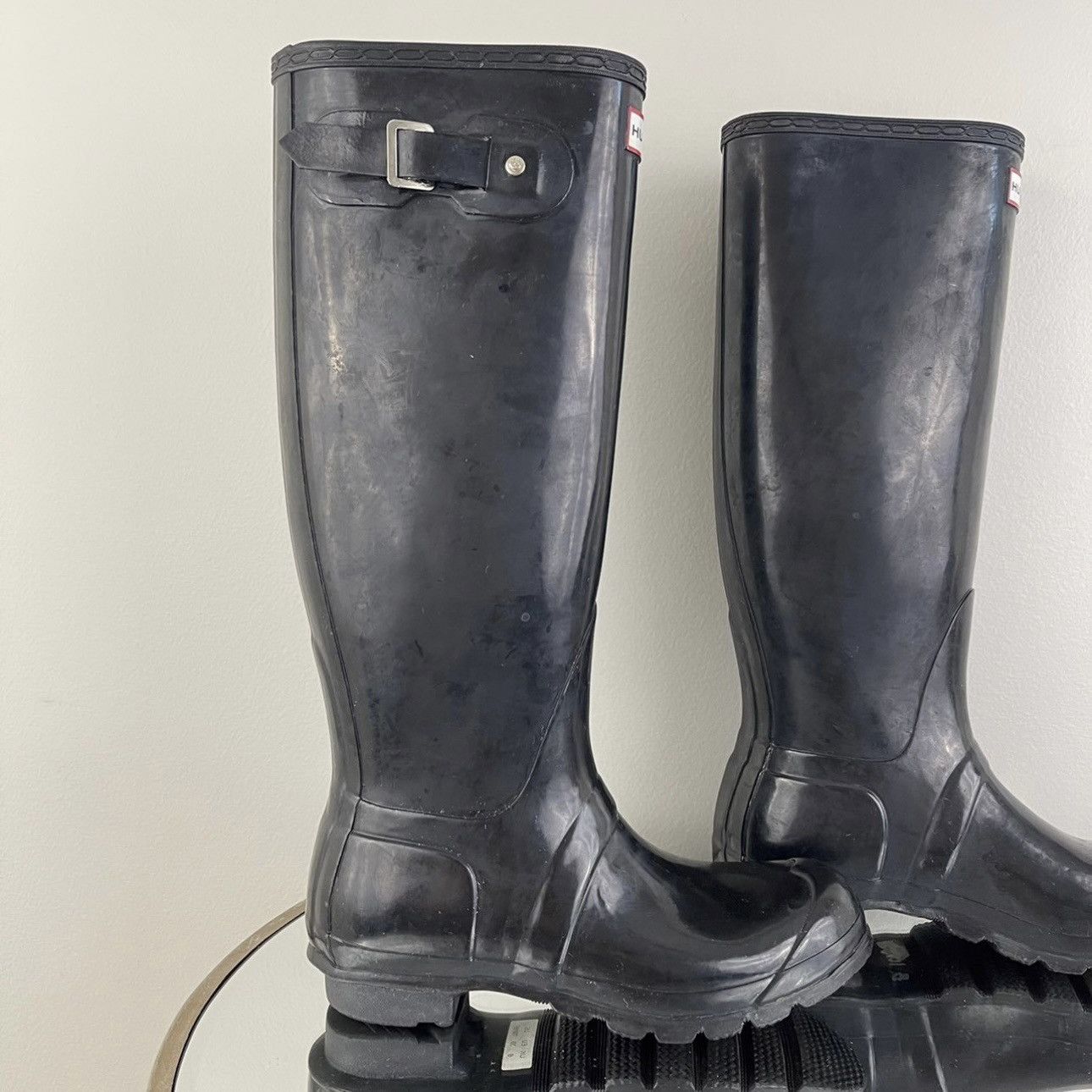 Hunter HUNTER Original Tall Black Gloss Rubber Knee High Rain Boots Size US 8 / IT 38 - 5 Thumbnail